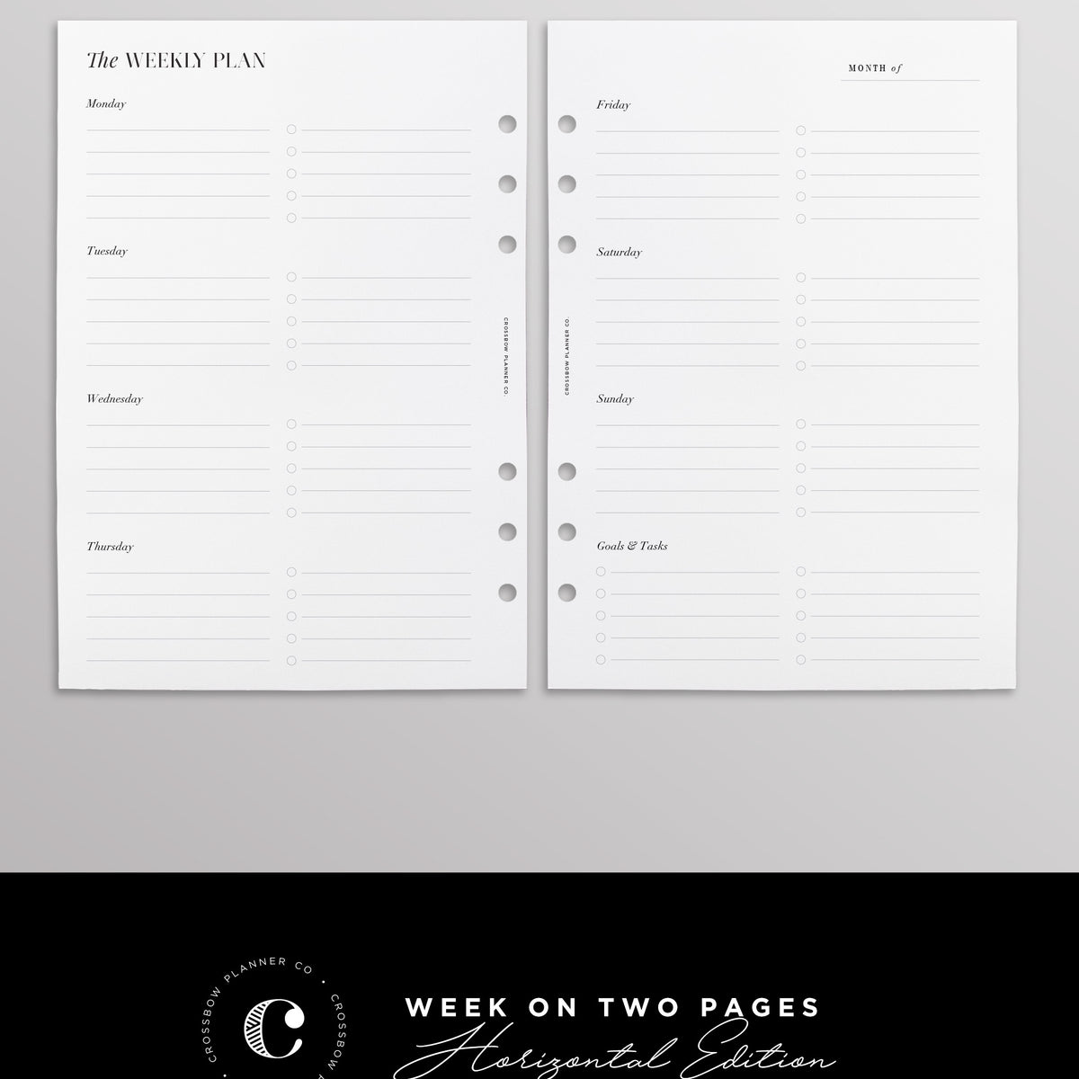 A5 Week On Two Pages | Horizontal Edition – Crossbow Planner Co.