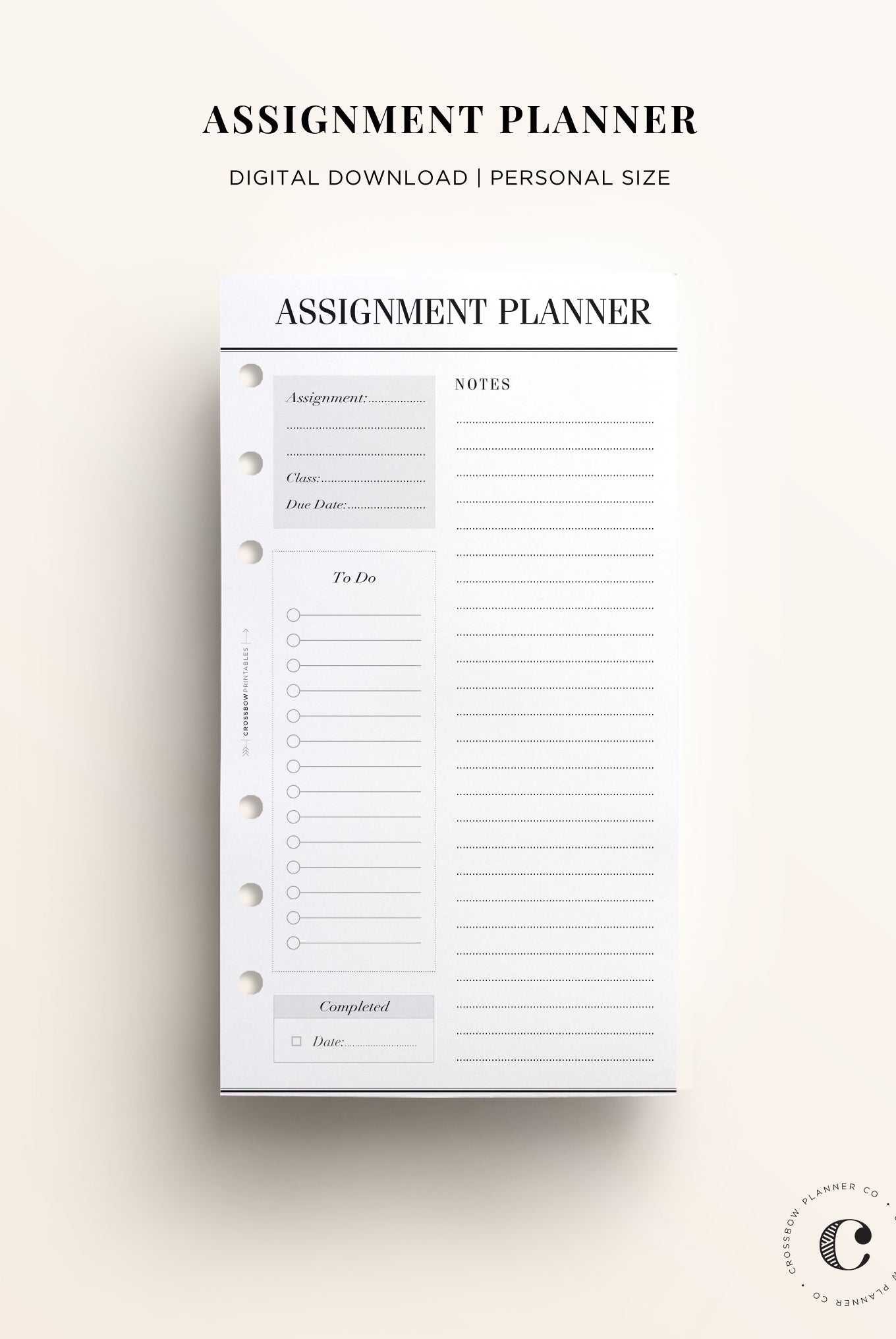 personal size assignment planner
