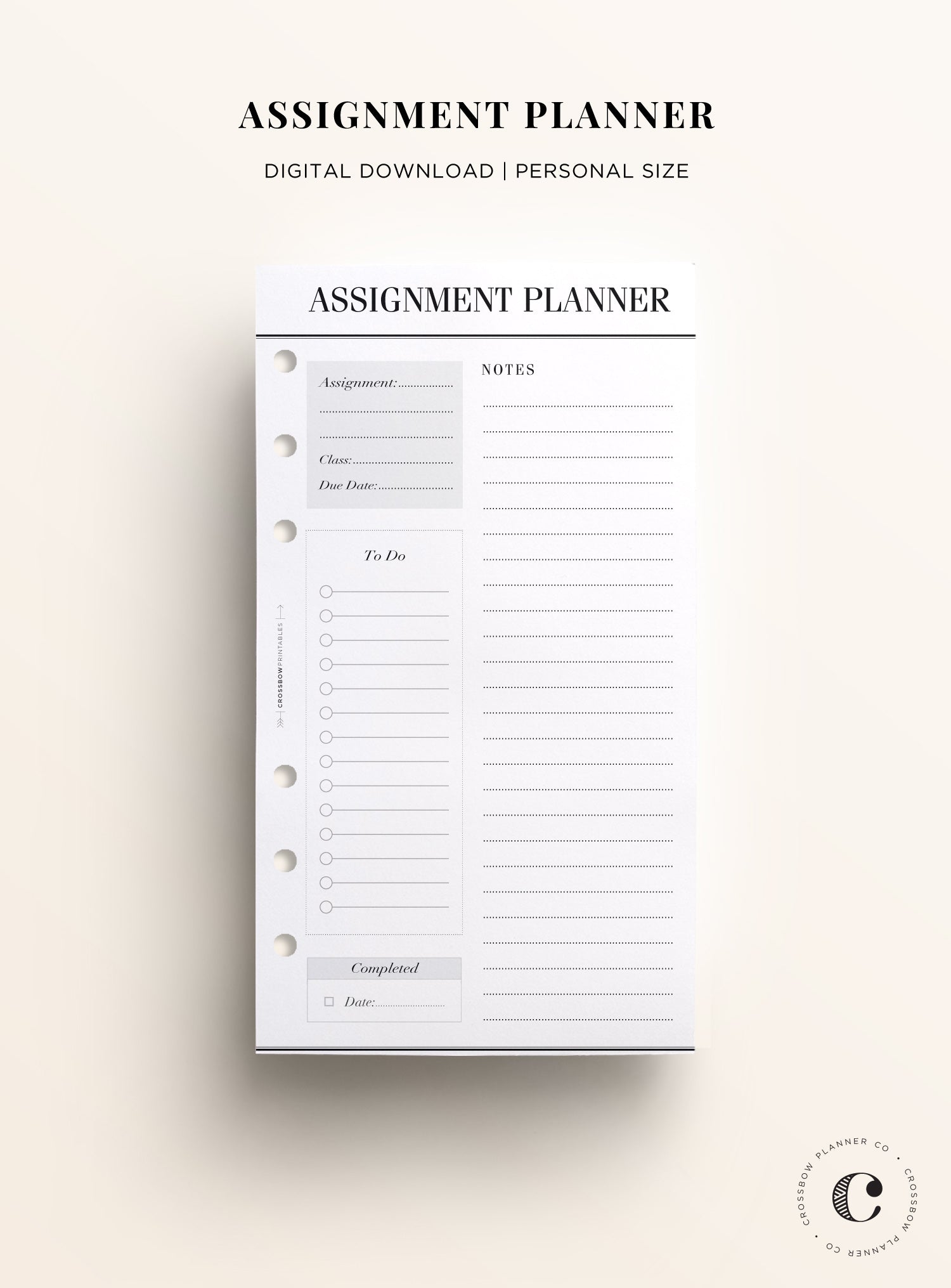 personal size assignment planner