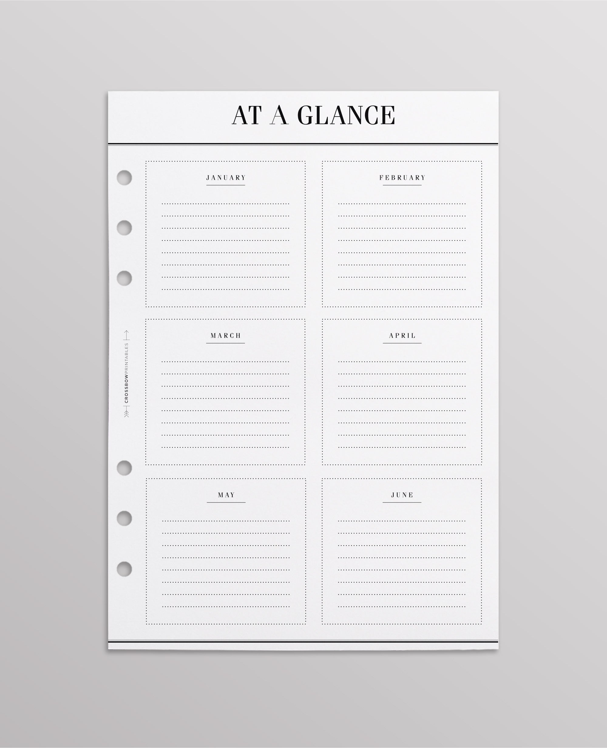 at a glance planner inserts a5