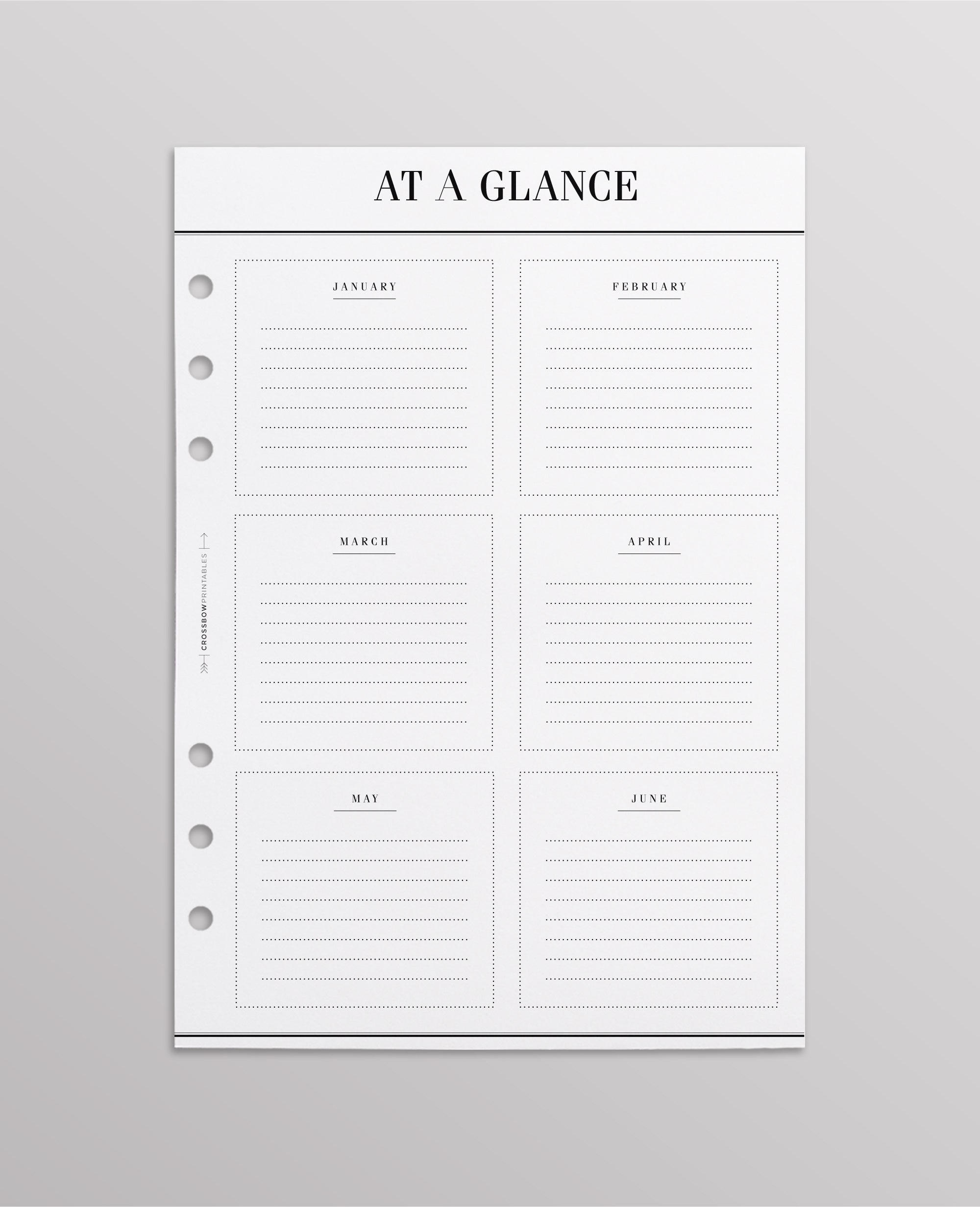 at a glance planner inserts a5
