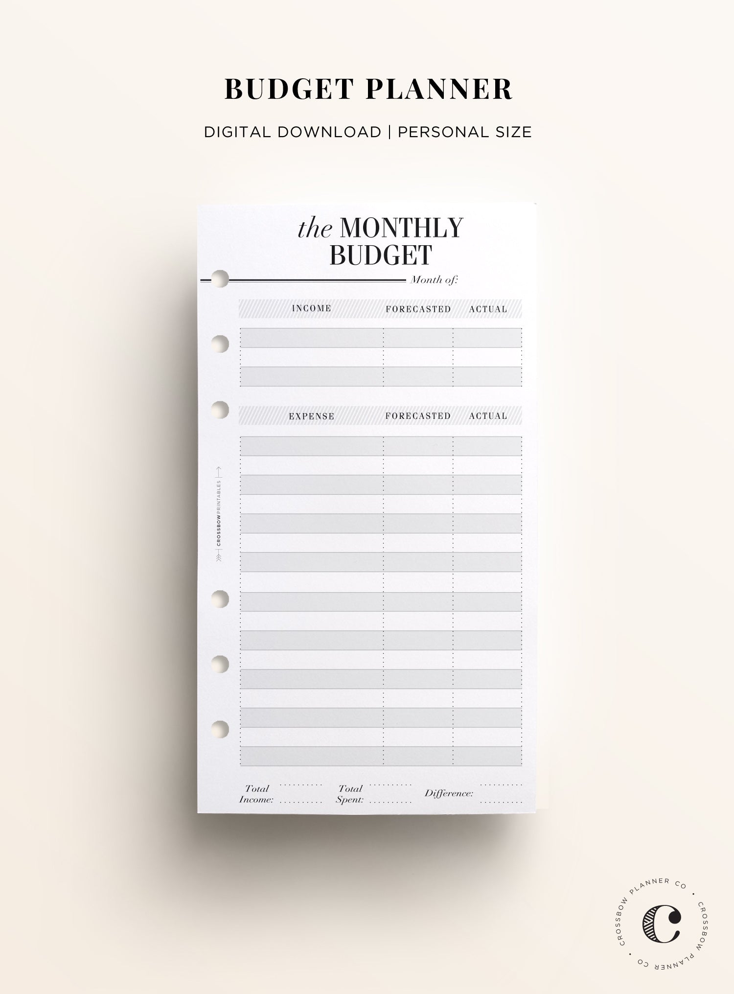 budget printable personal inserts
