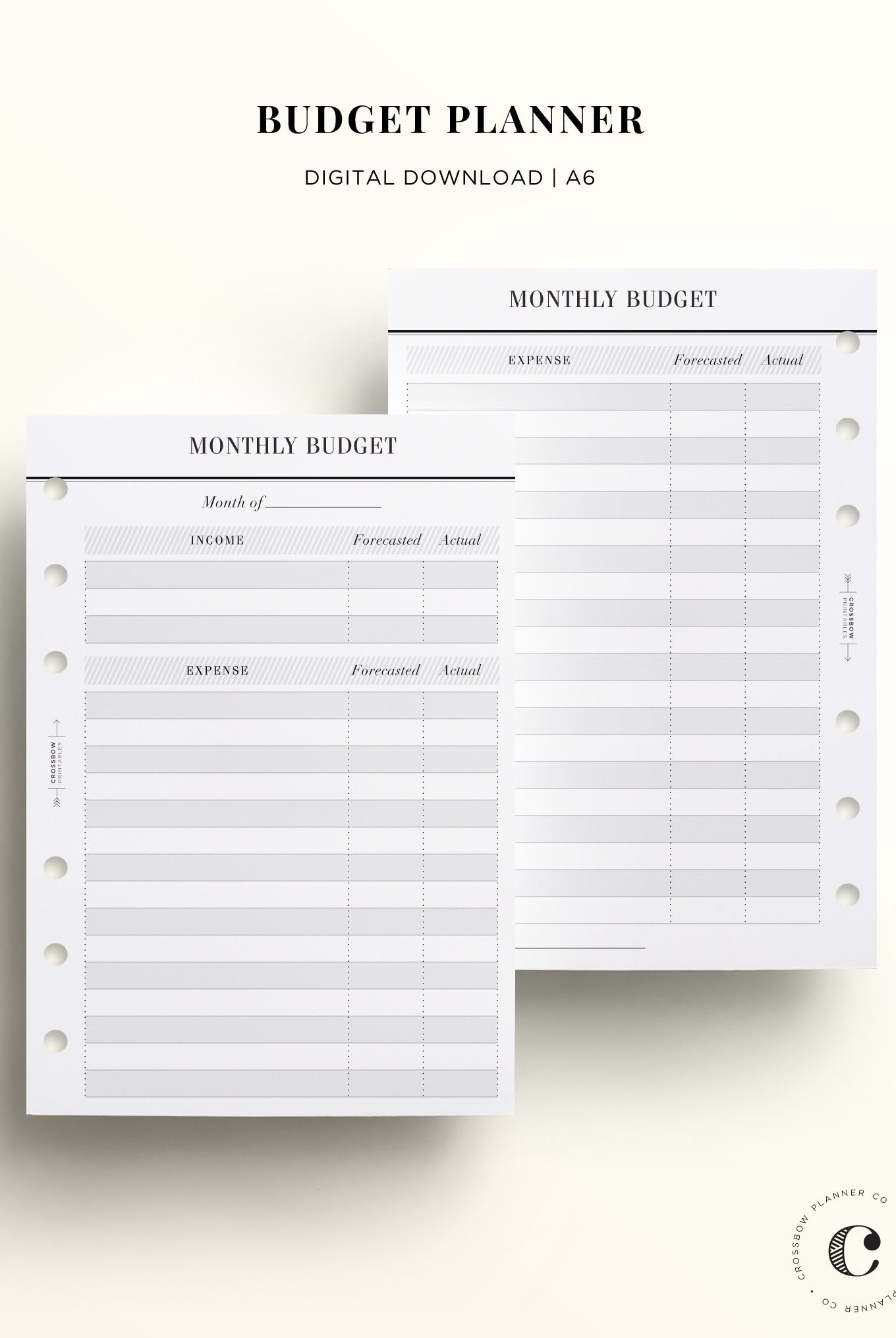 printable a6 inserts budget planner