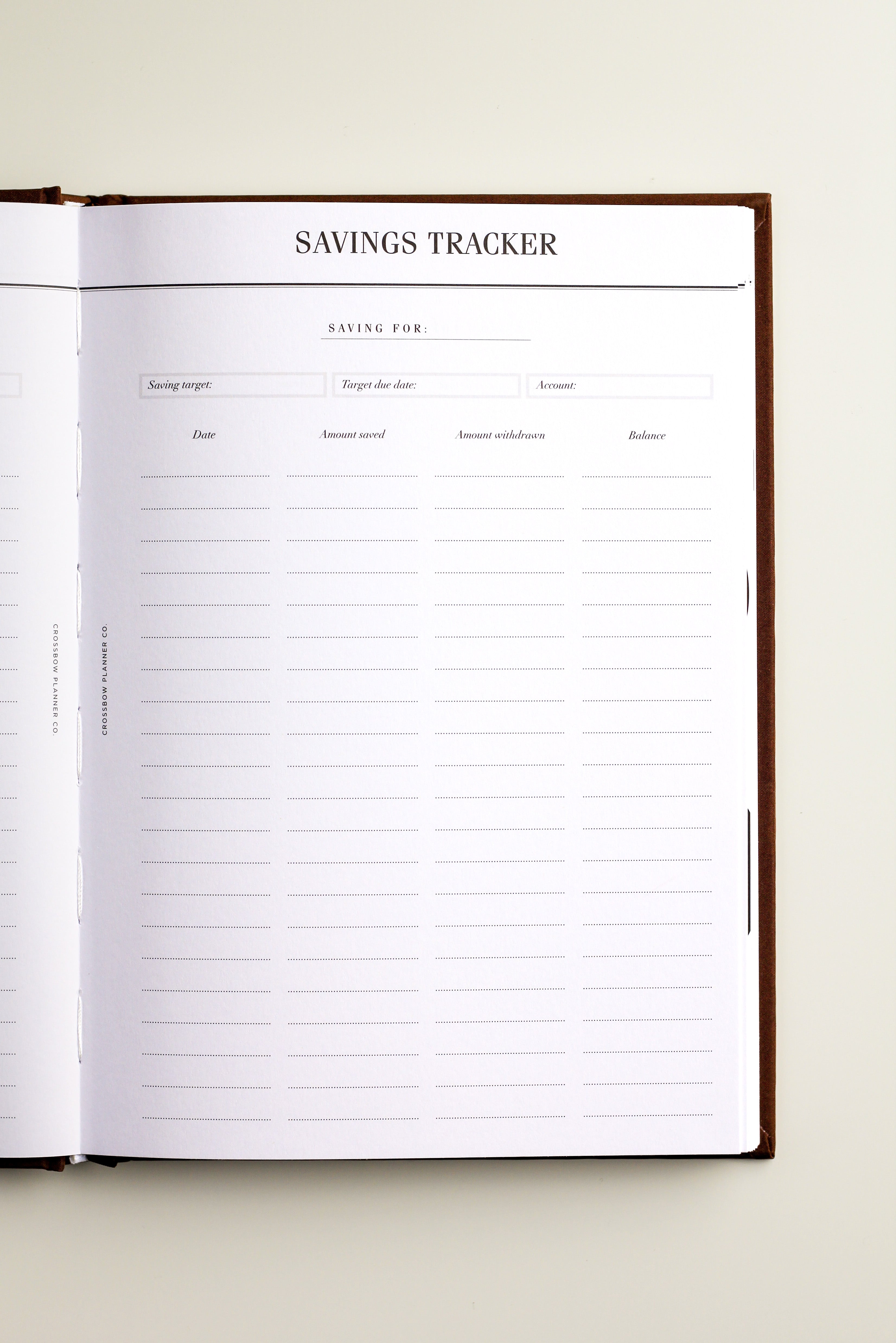 budgeting book savings tracker