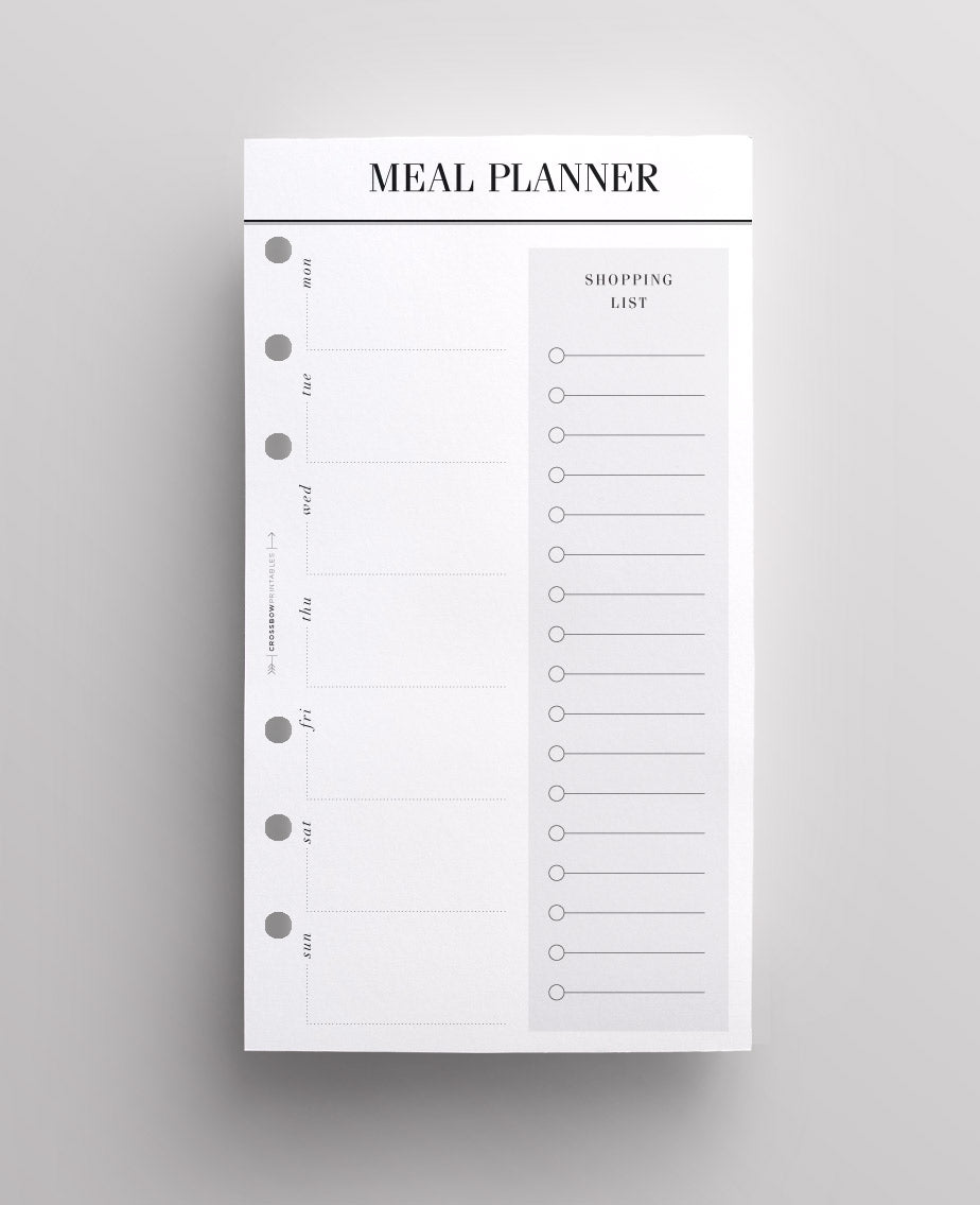 personal meal planner inserts