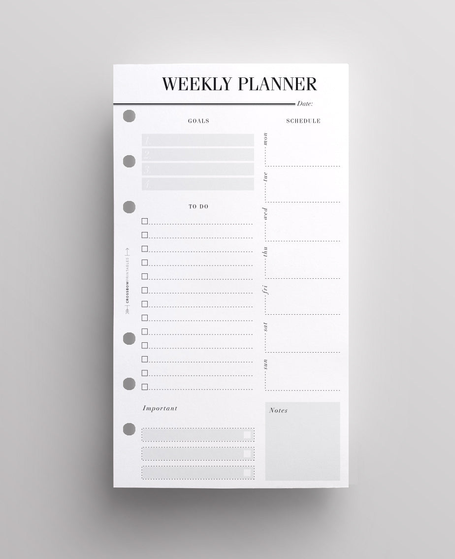 weekly personal planner inserts