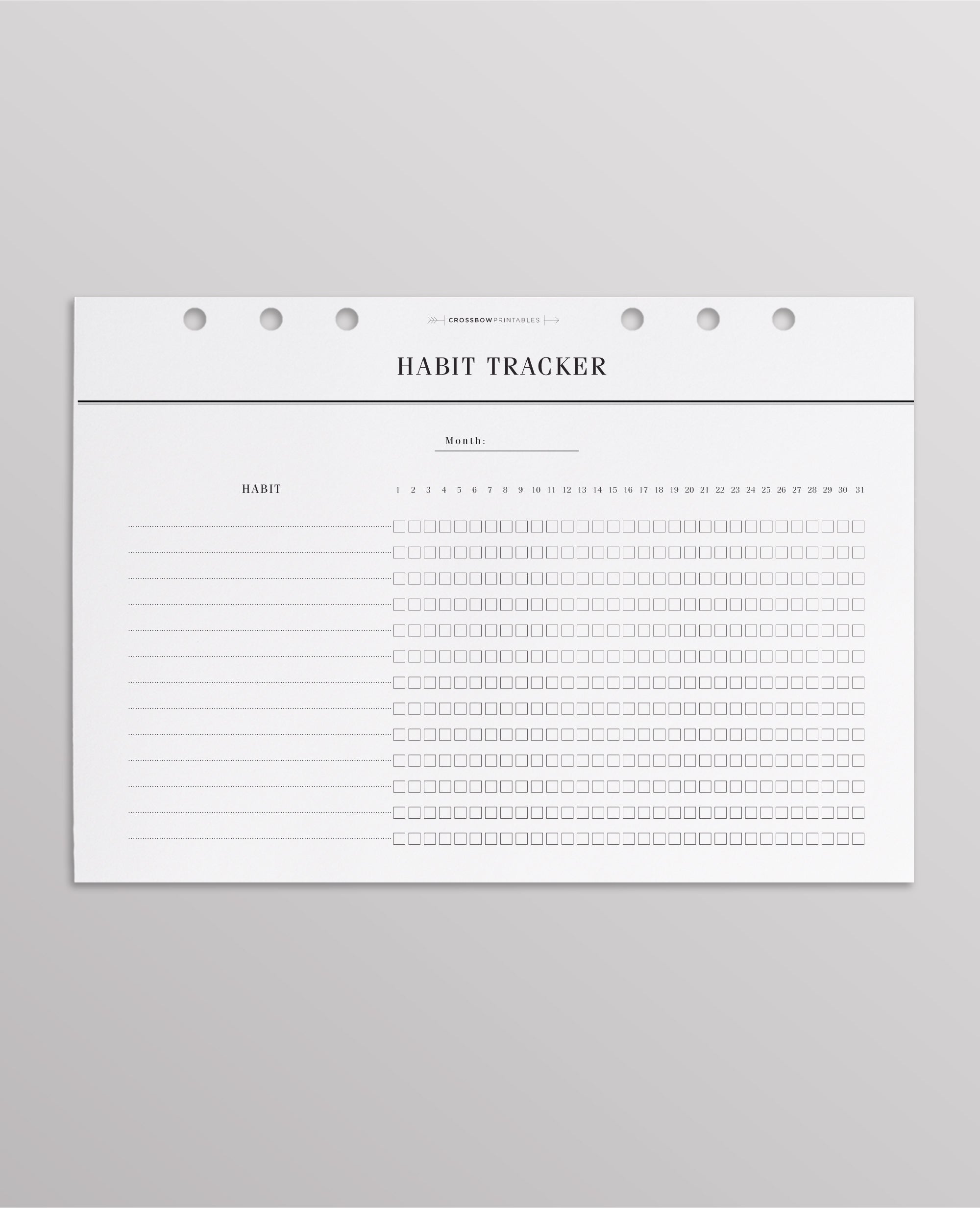 monthly habit checklist