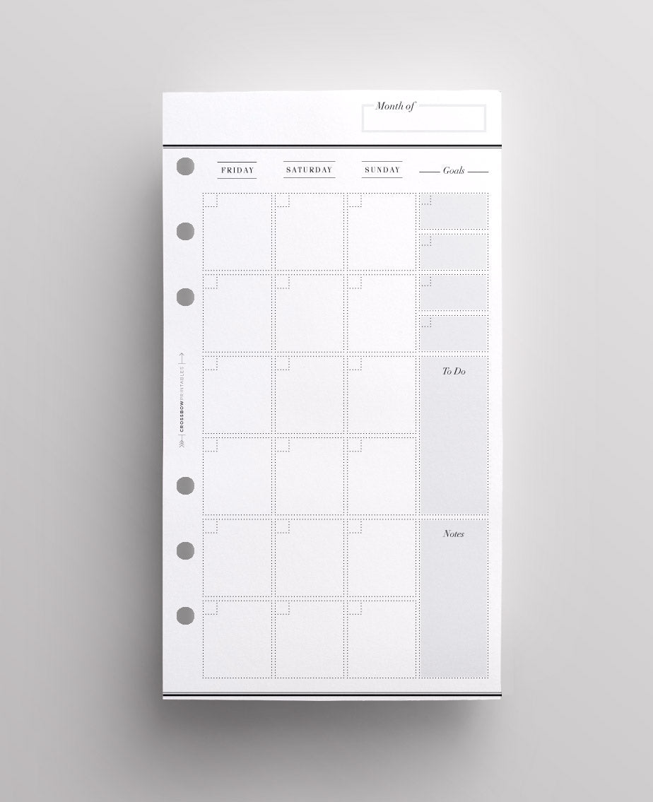 month on two pages personal inserts