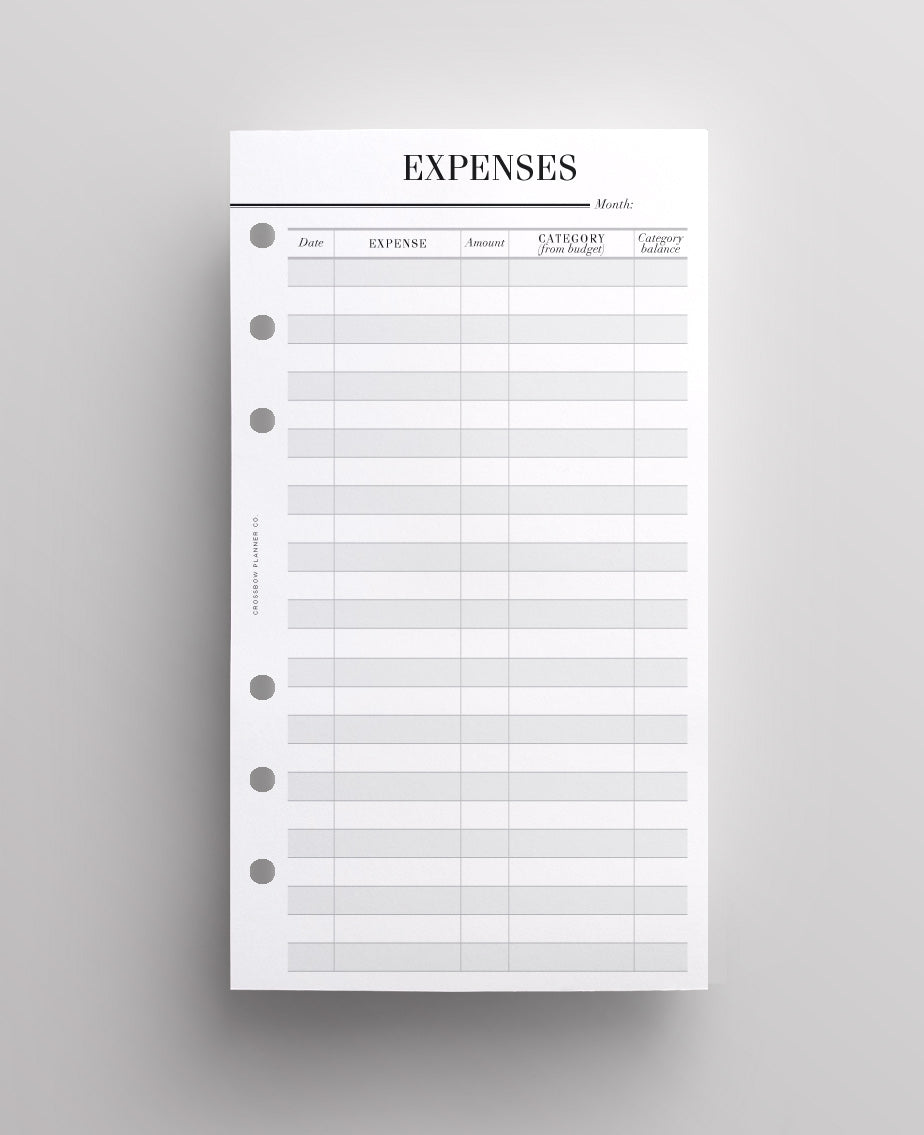 expense planner inserts