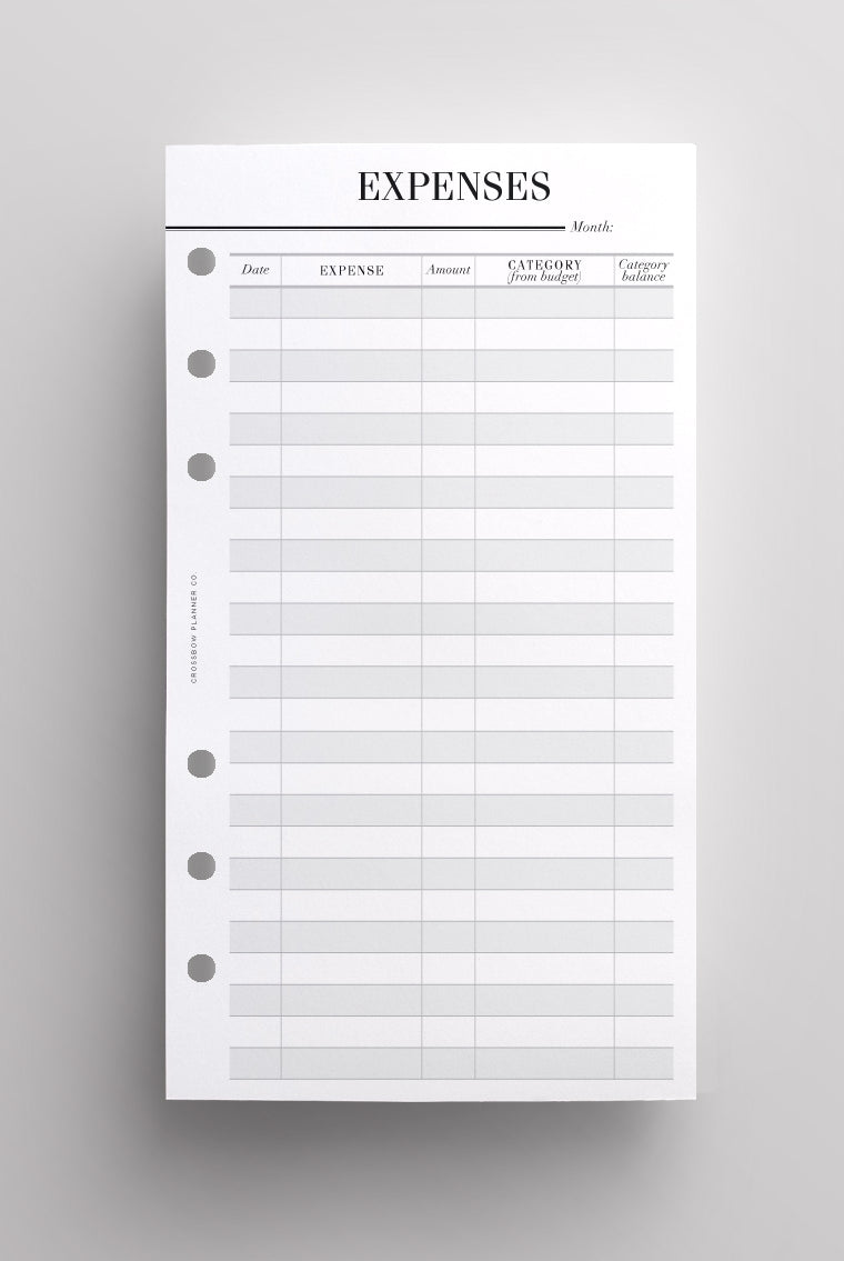 expense planner inserts