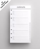 personal contacts planner pages
