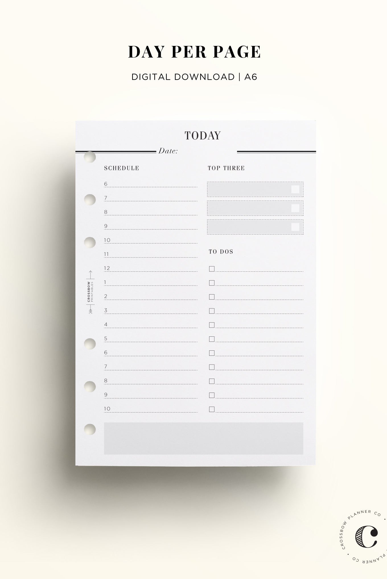 daily A6 printable planner inserts
