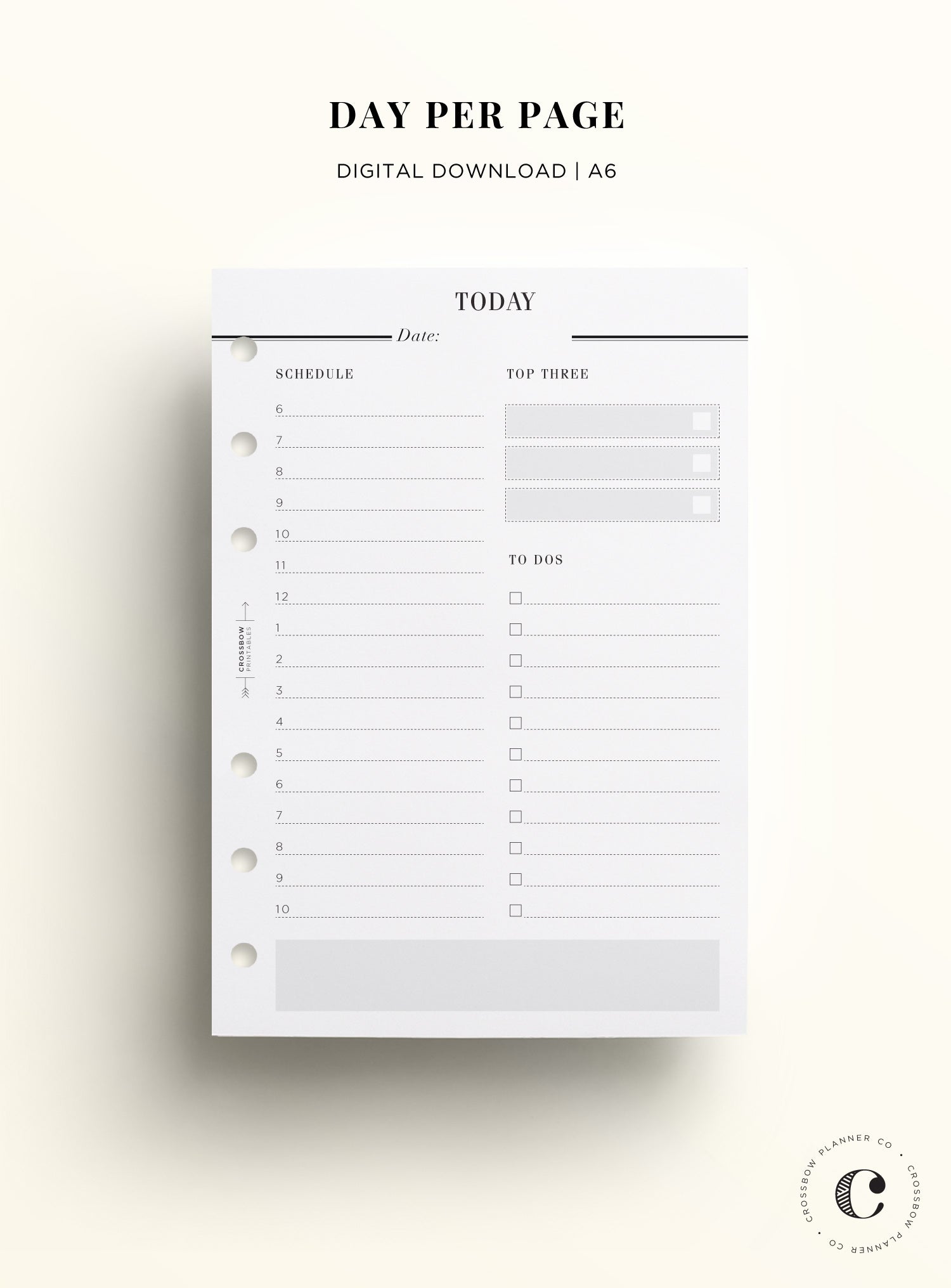 daily A6 printable planner inserts