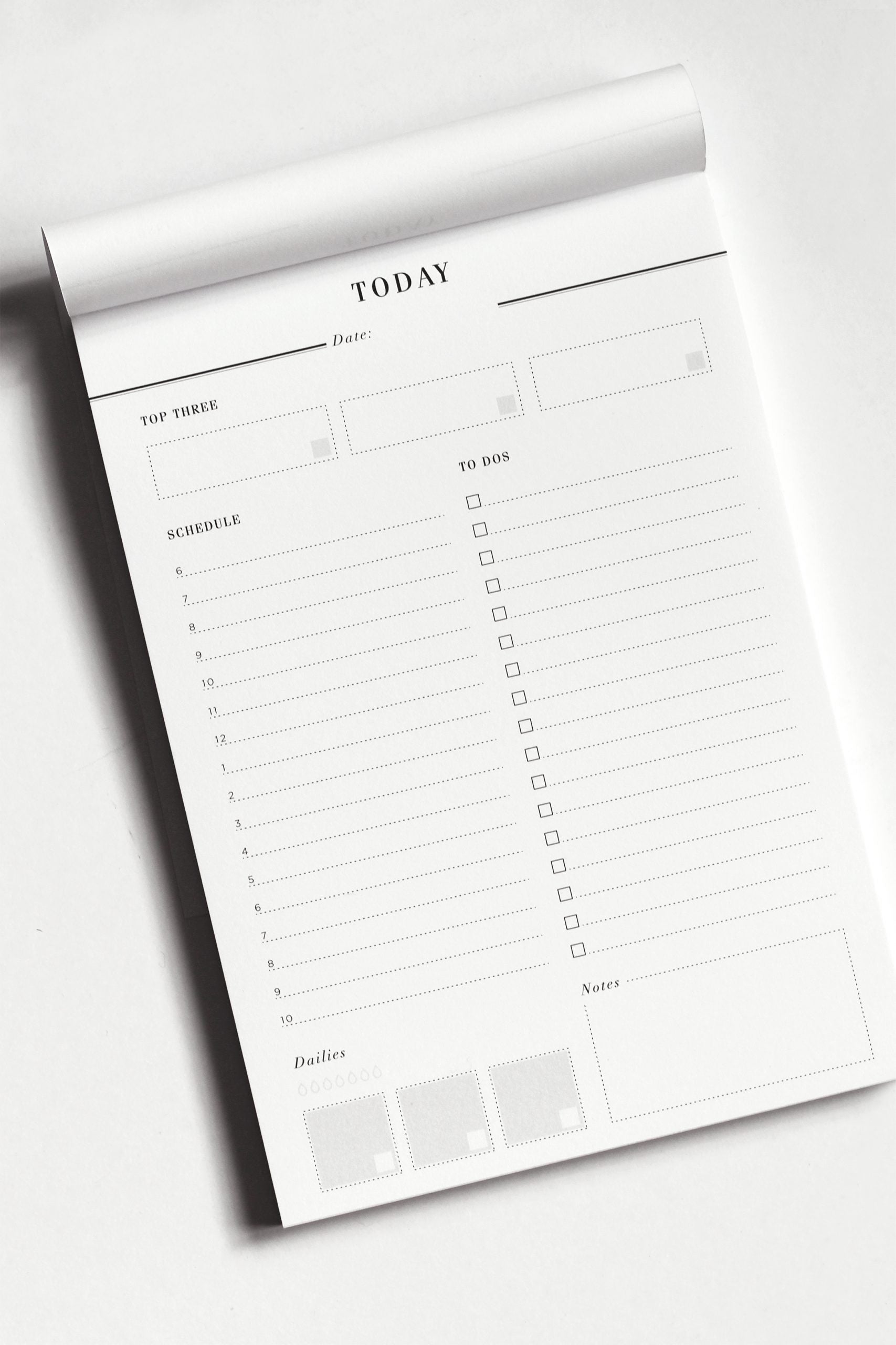 minimal daily notepad