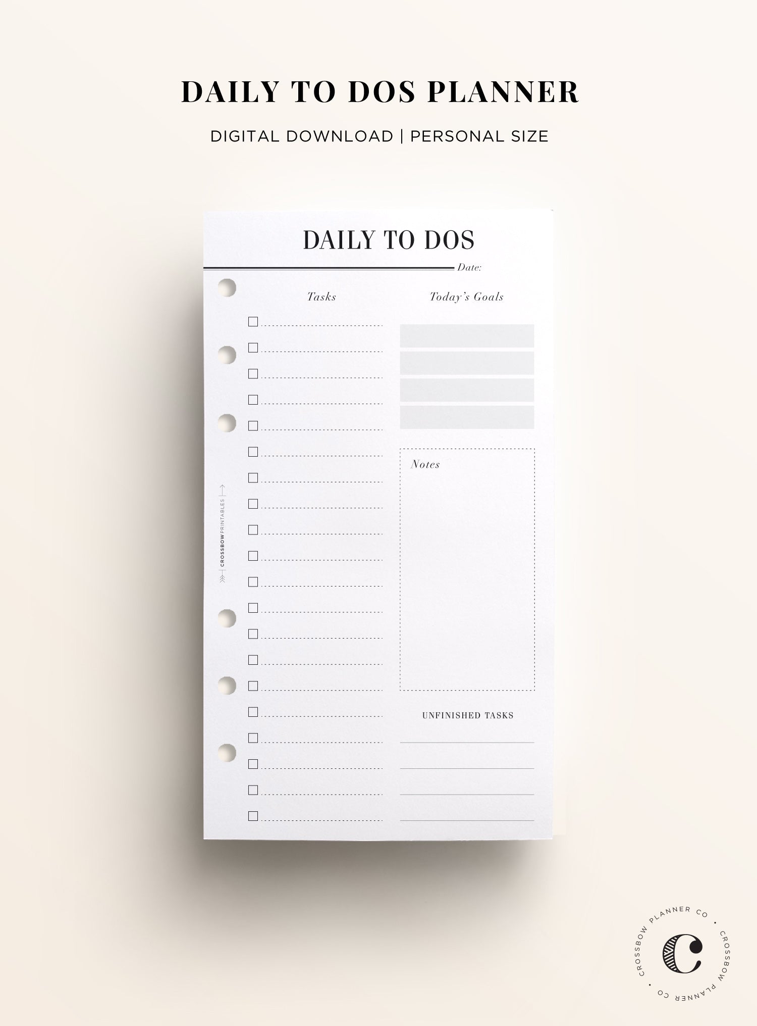 Daily To Dos Personal Printable Inserts Crossbow Planner Co Daily to dos personal printable inserts crossbow planner co
