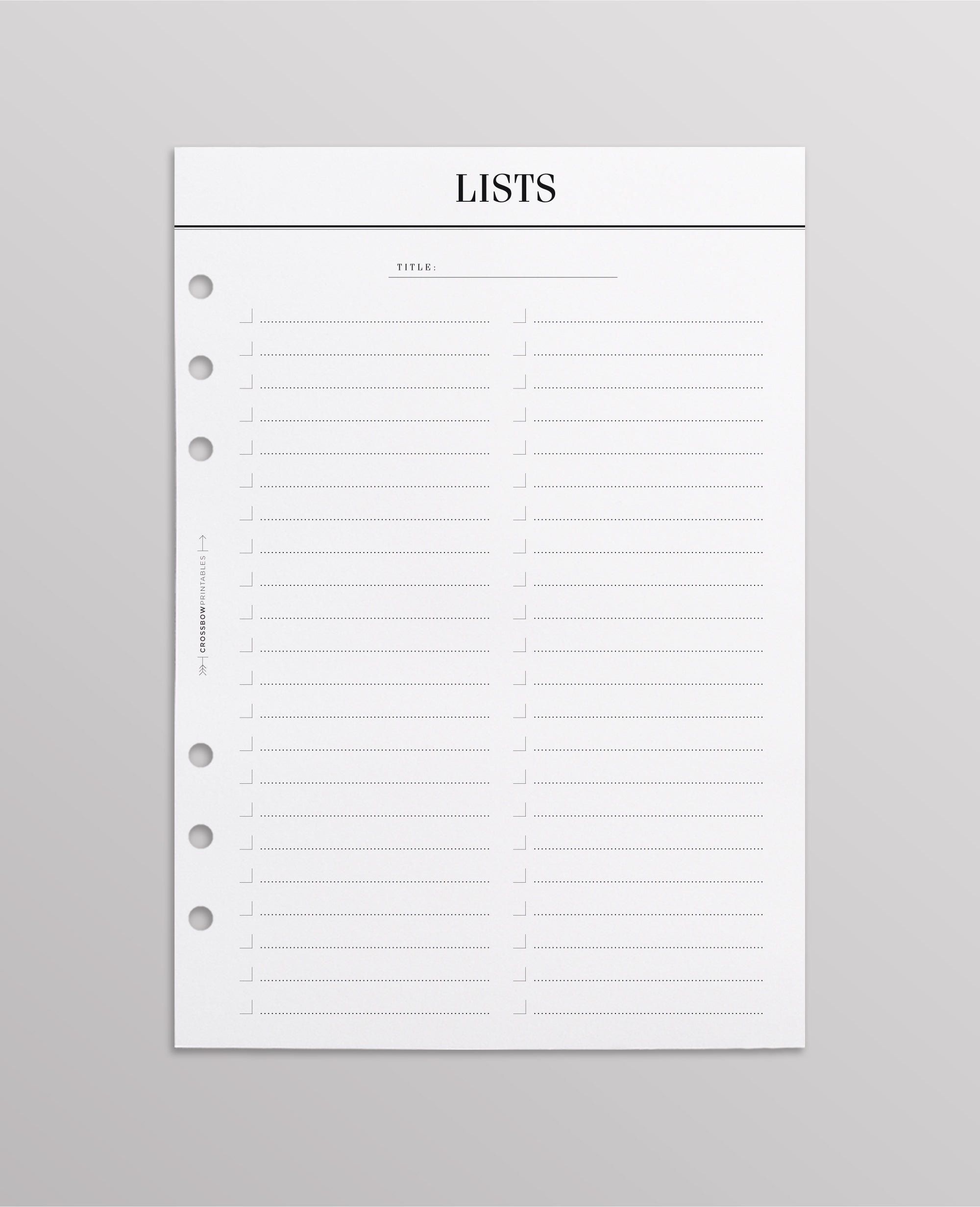 double list planner inserts