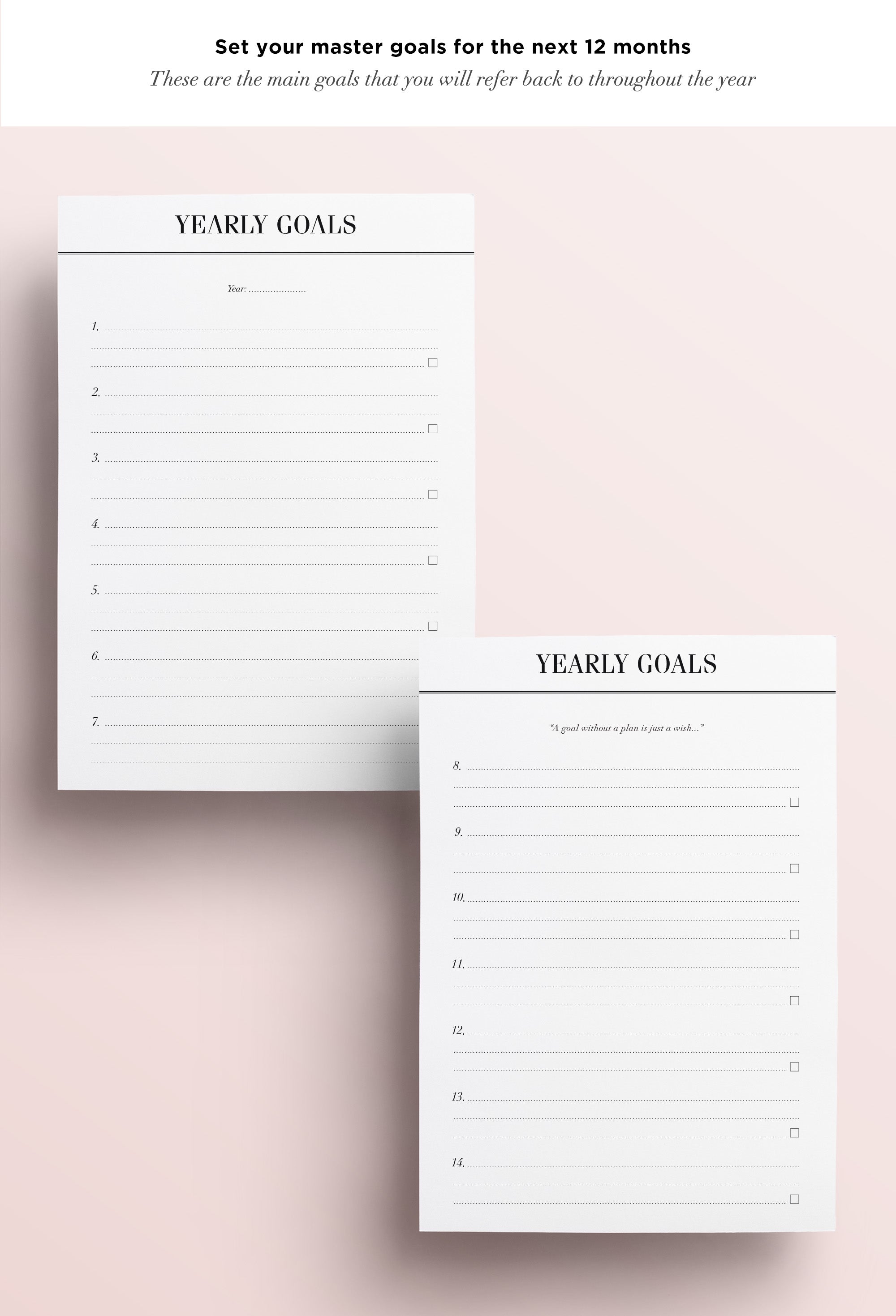 yearly goals printable