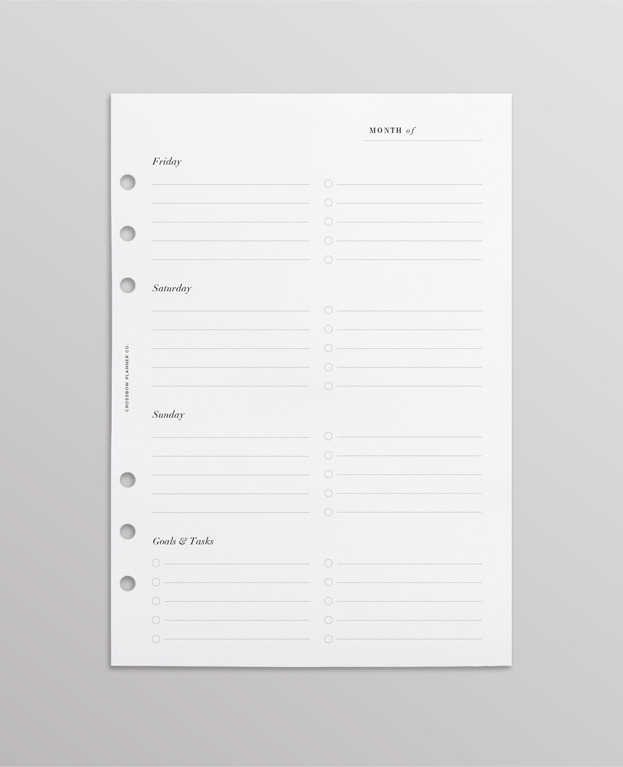 week on two pages a5