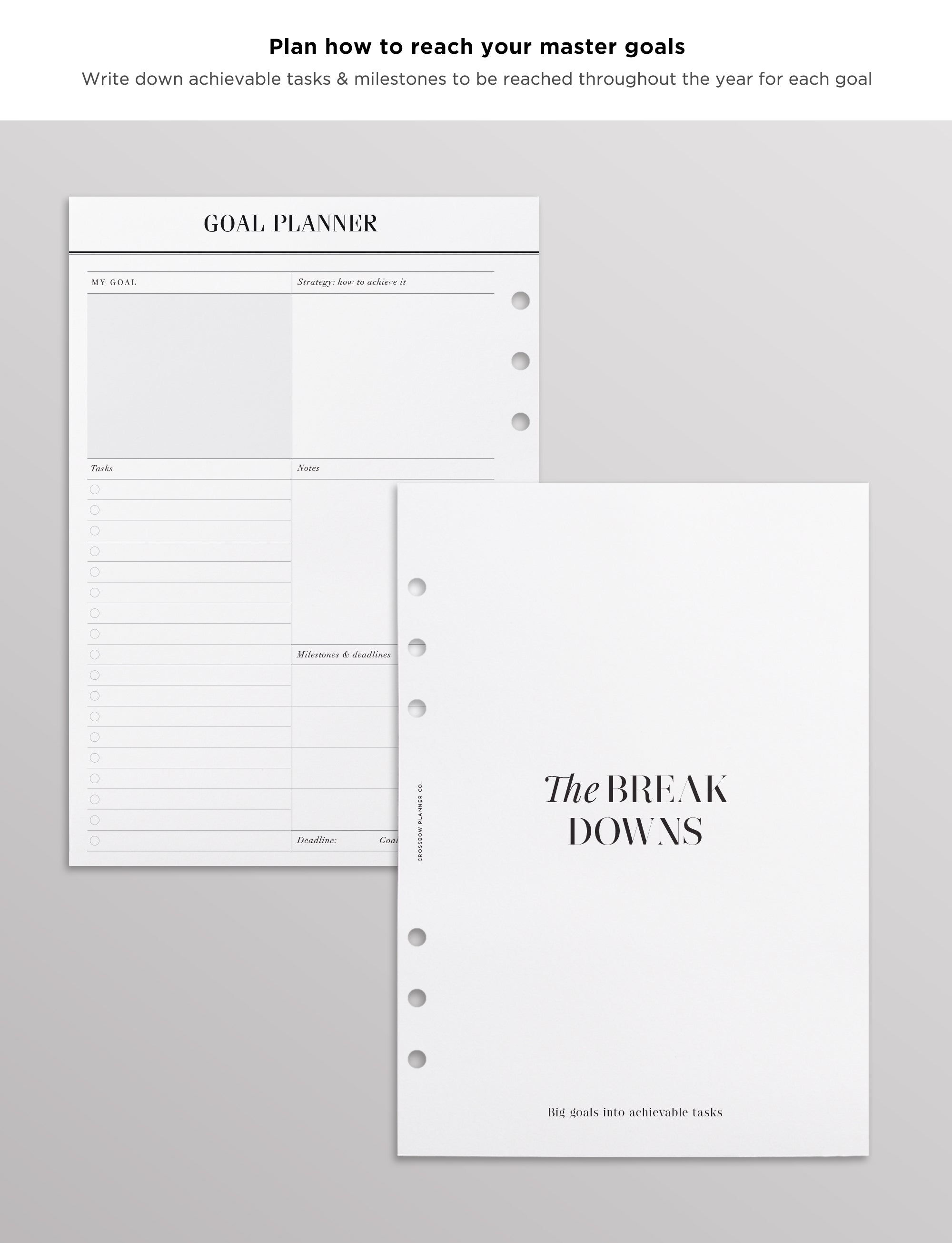 goal planner a5 planner inserts