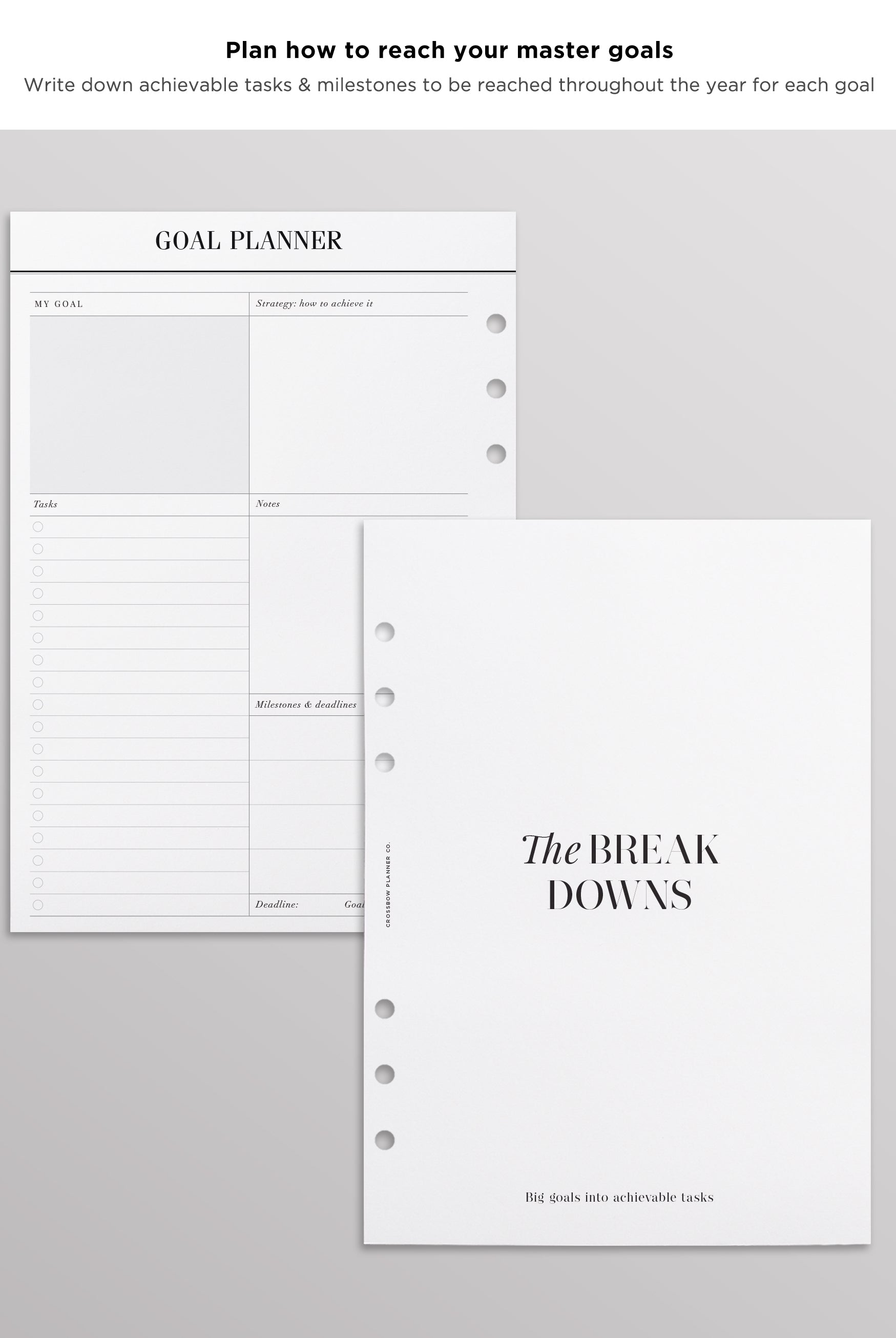 goal planner a5 planner inserts