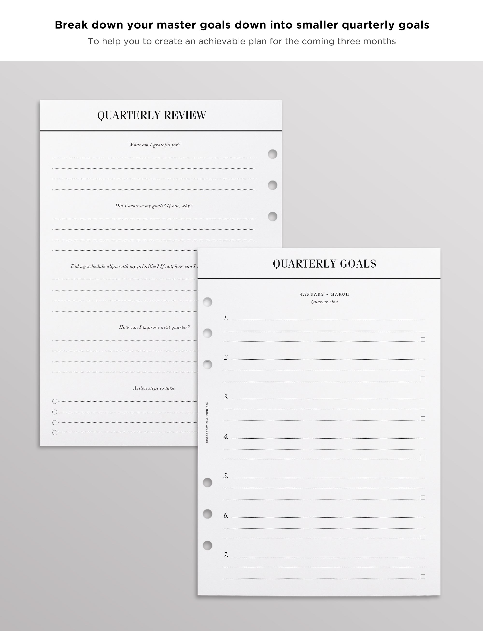 filofax goal planner inserts