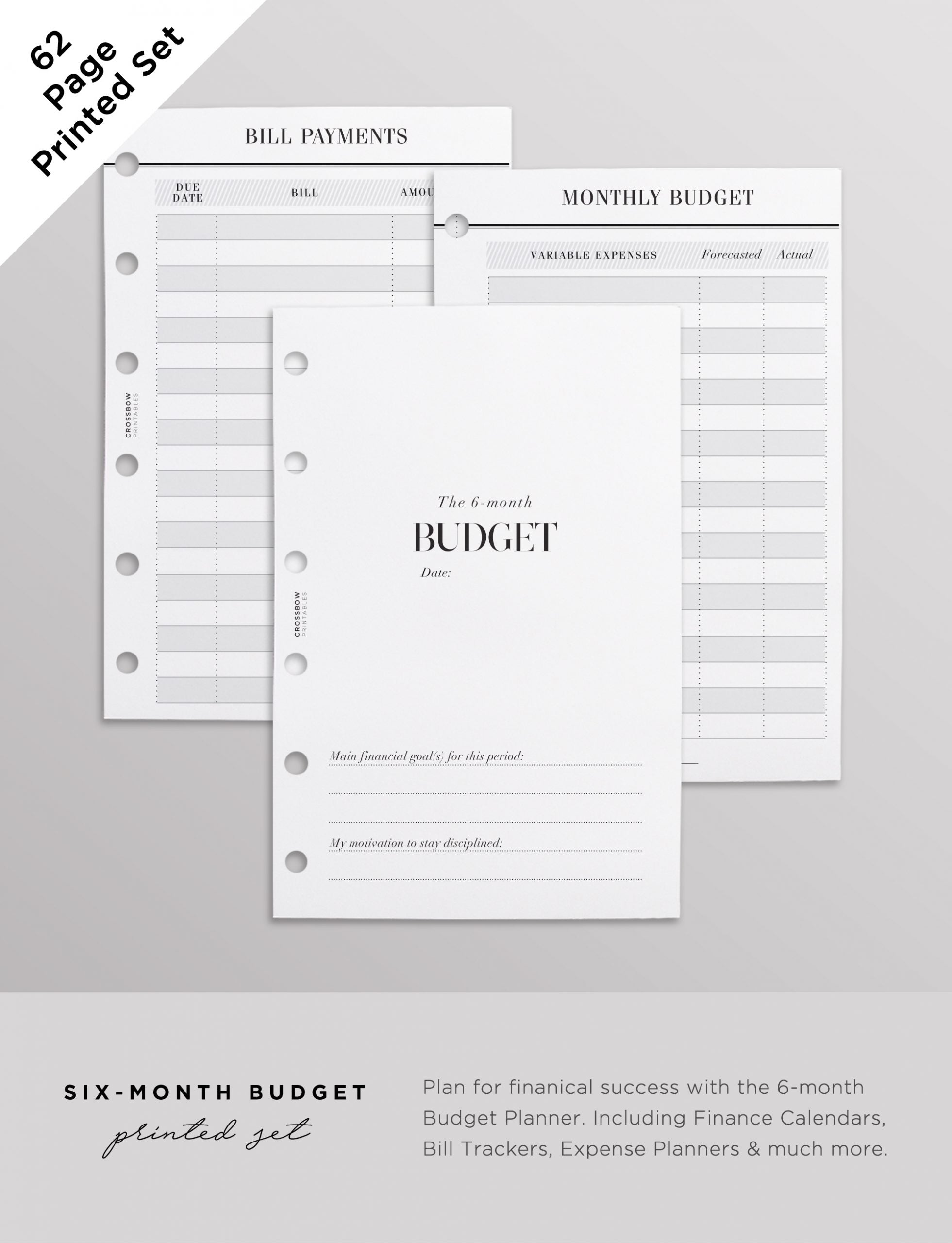 6 month budget planner crossbow printables