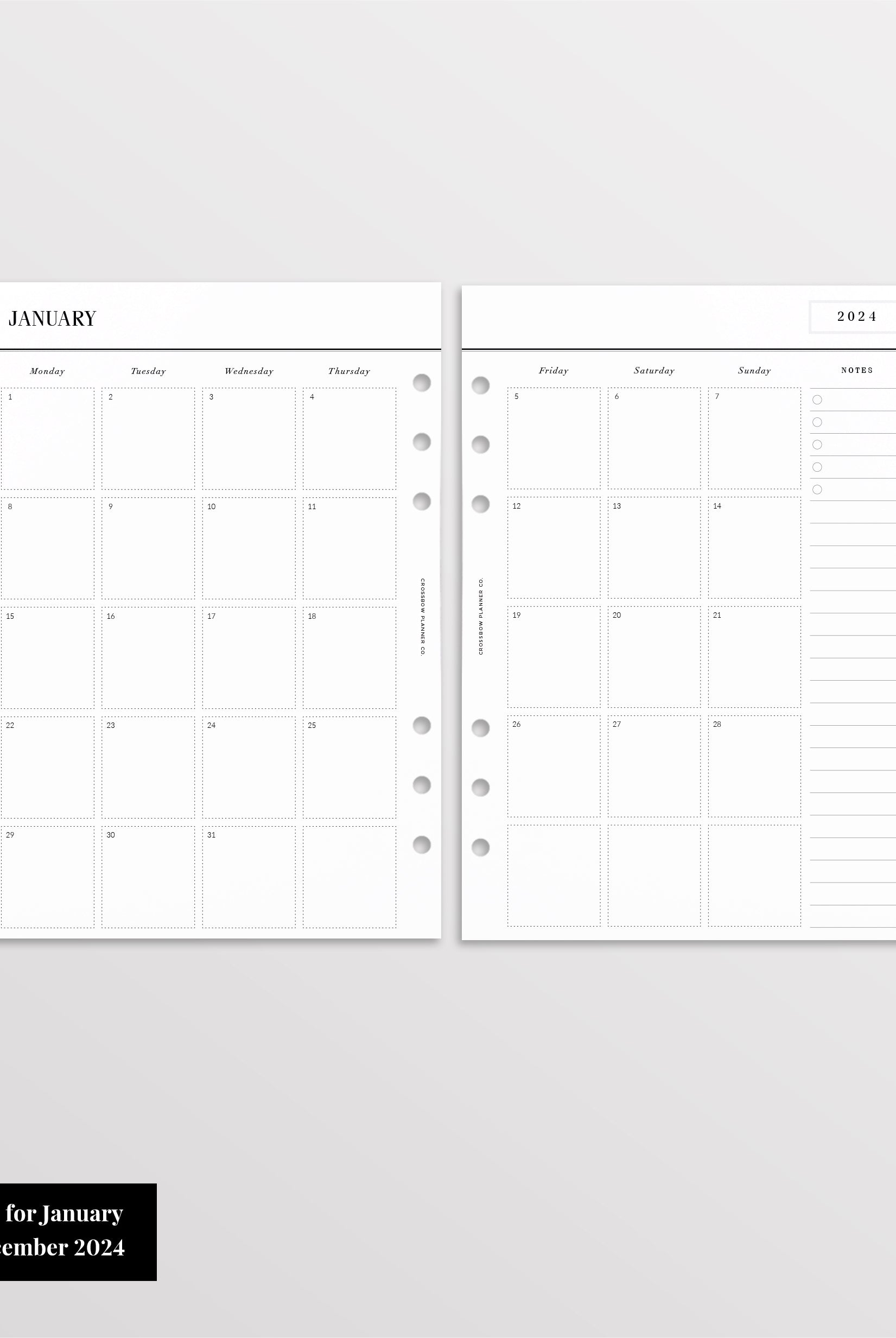 2024 planner inserts monthly a5