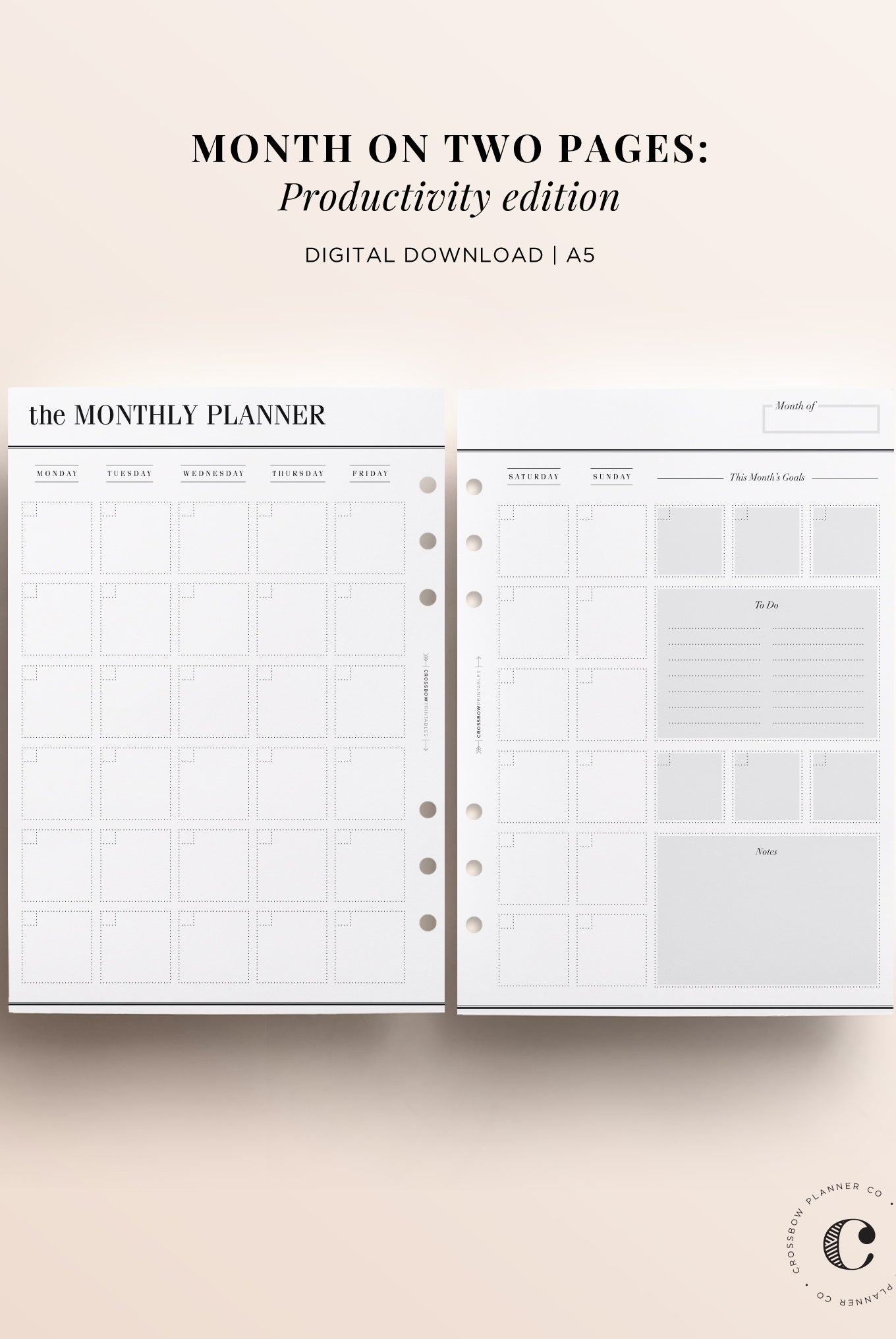 Printable A5 Planner Pages – Crossbow Planner Co. printable-a5-planner-pages-crossbow-planner-co