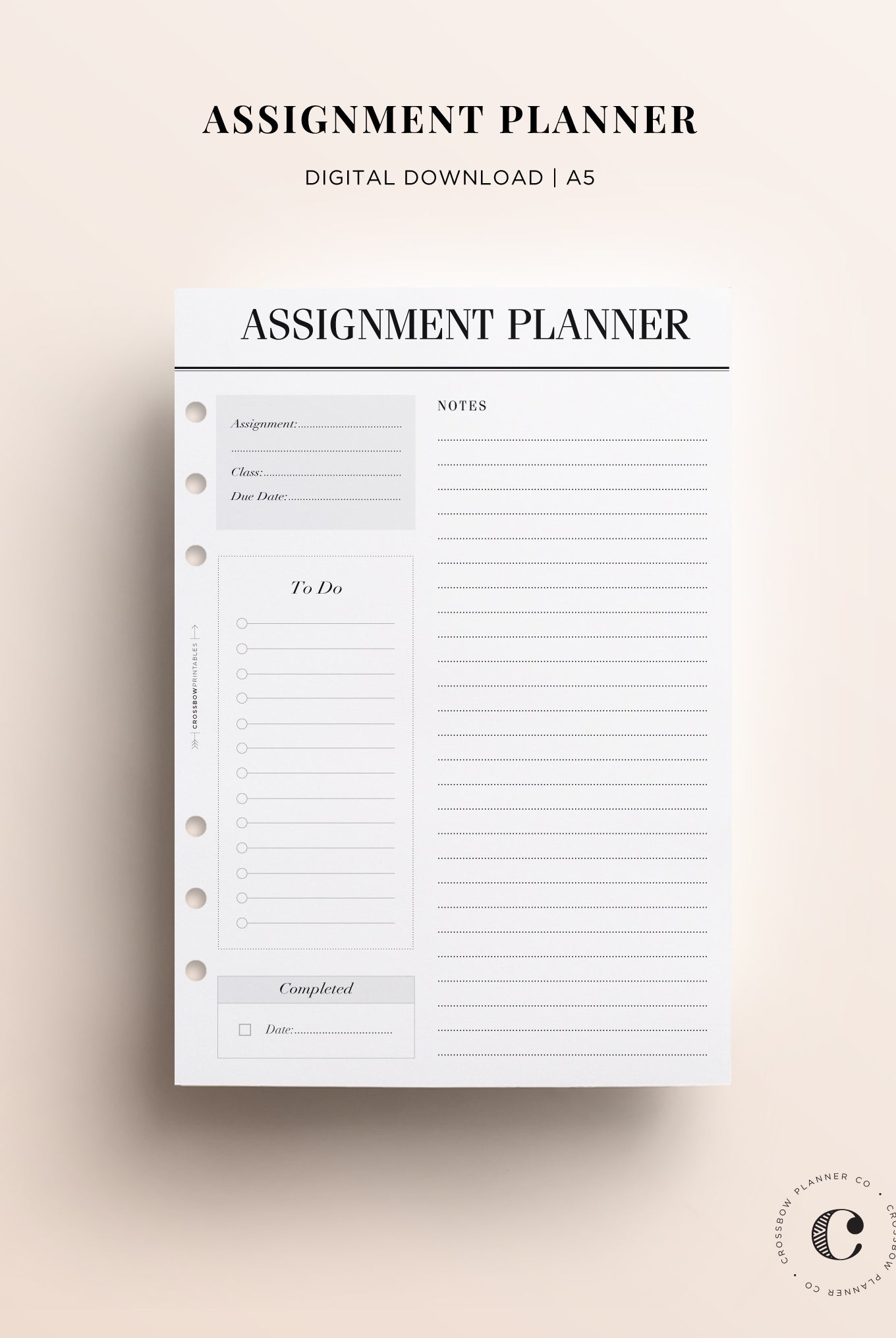 printable a5 assignment planner inserts