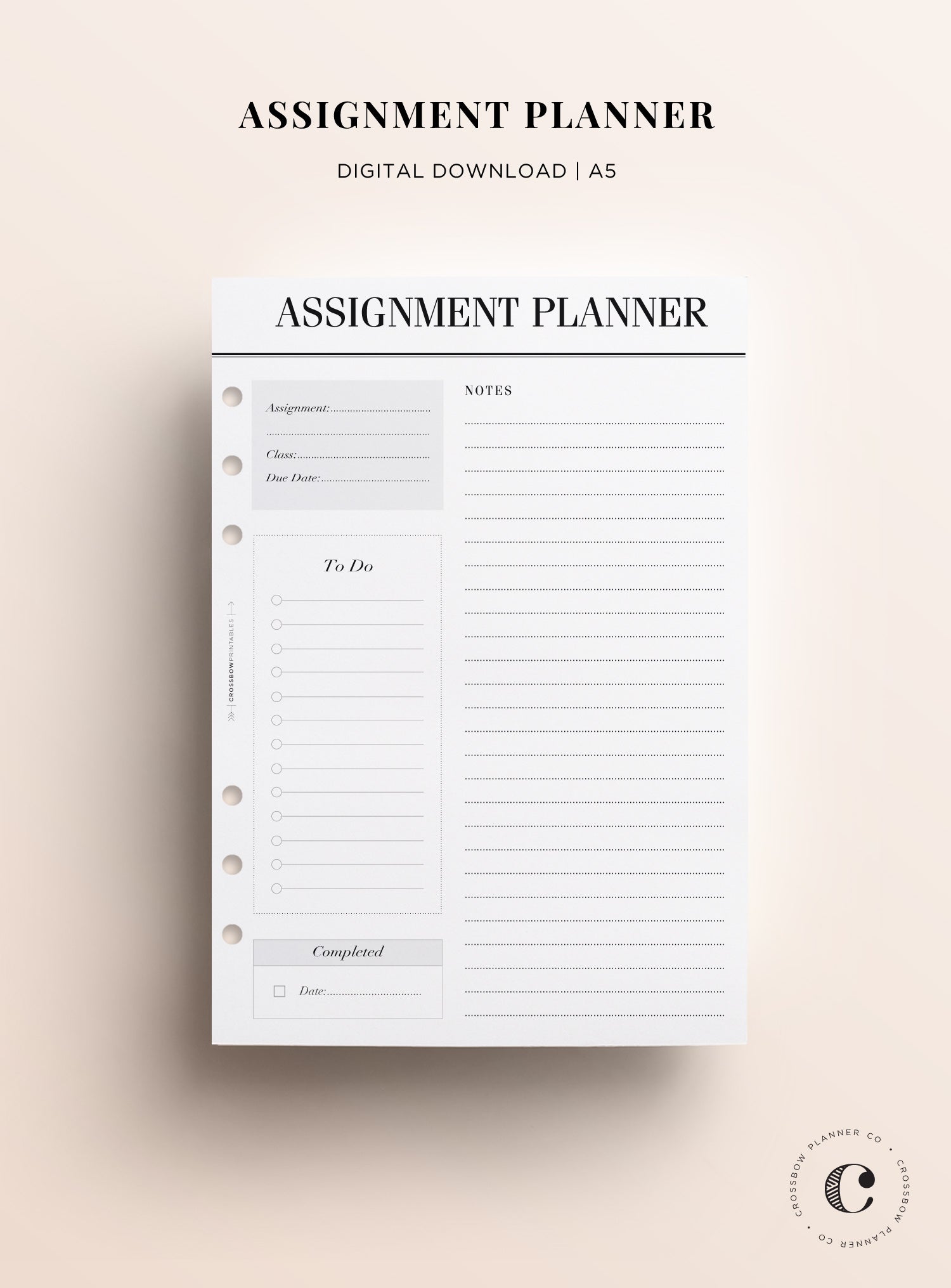 printable a5 assignment planner inserts