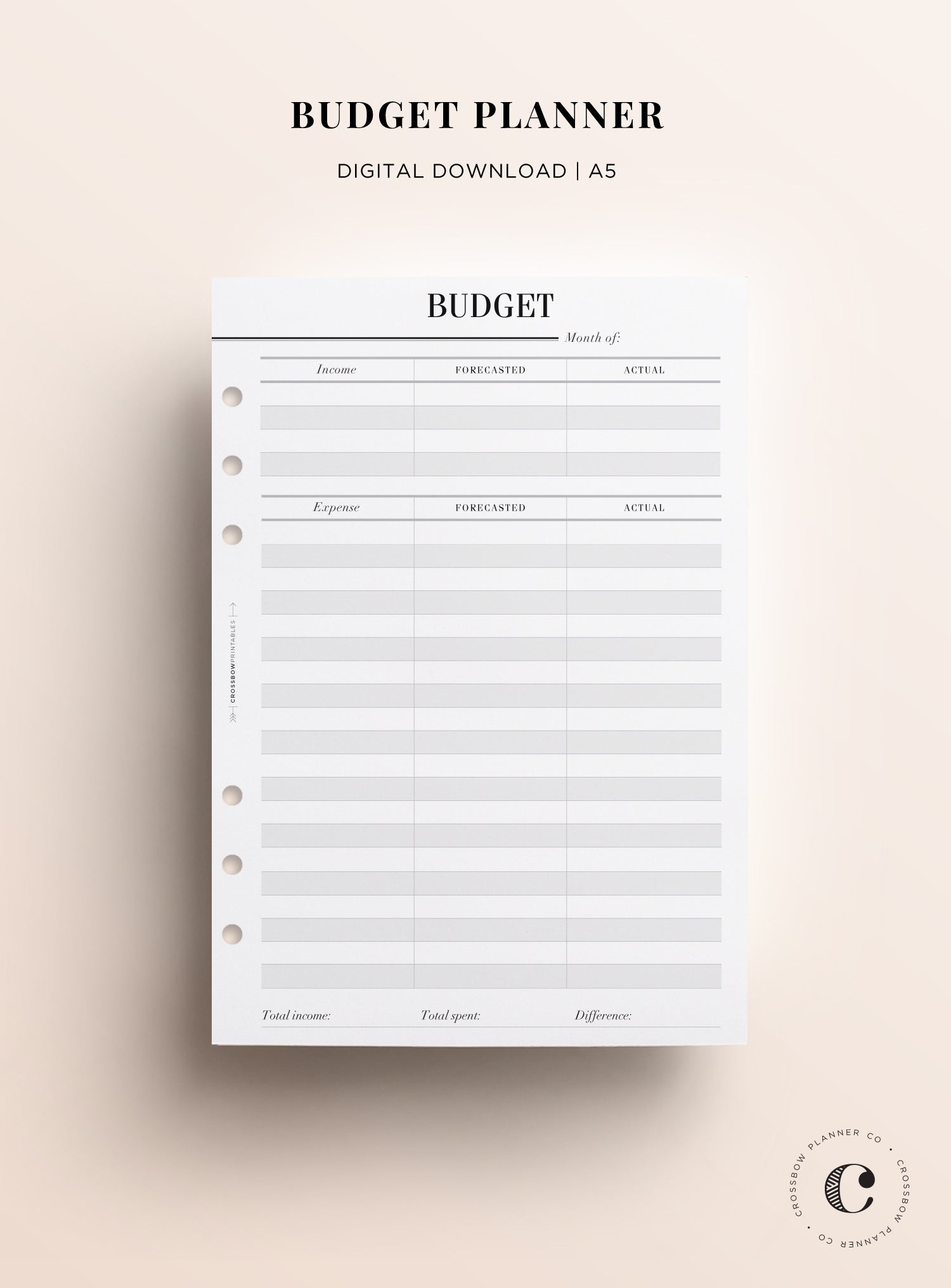 Budget: Printable A5 Inserts – Crossbow Planner Co. budget-printable-a5-inserts-crossbow-planner-co