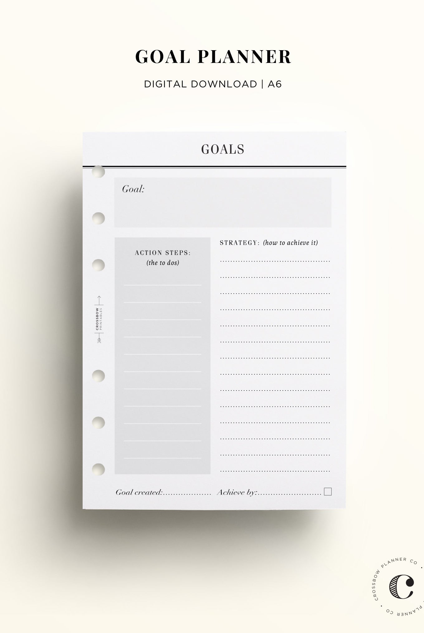 printable A6 planner inserts