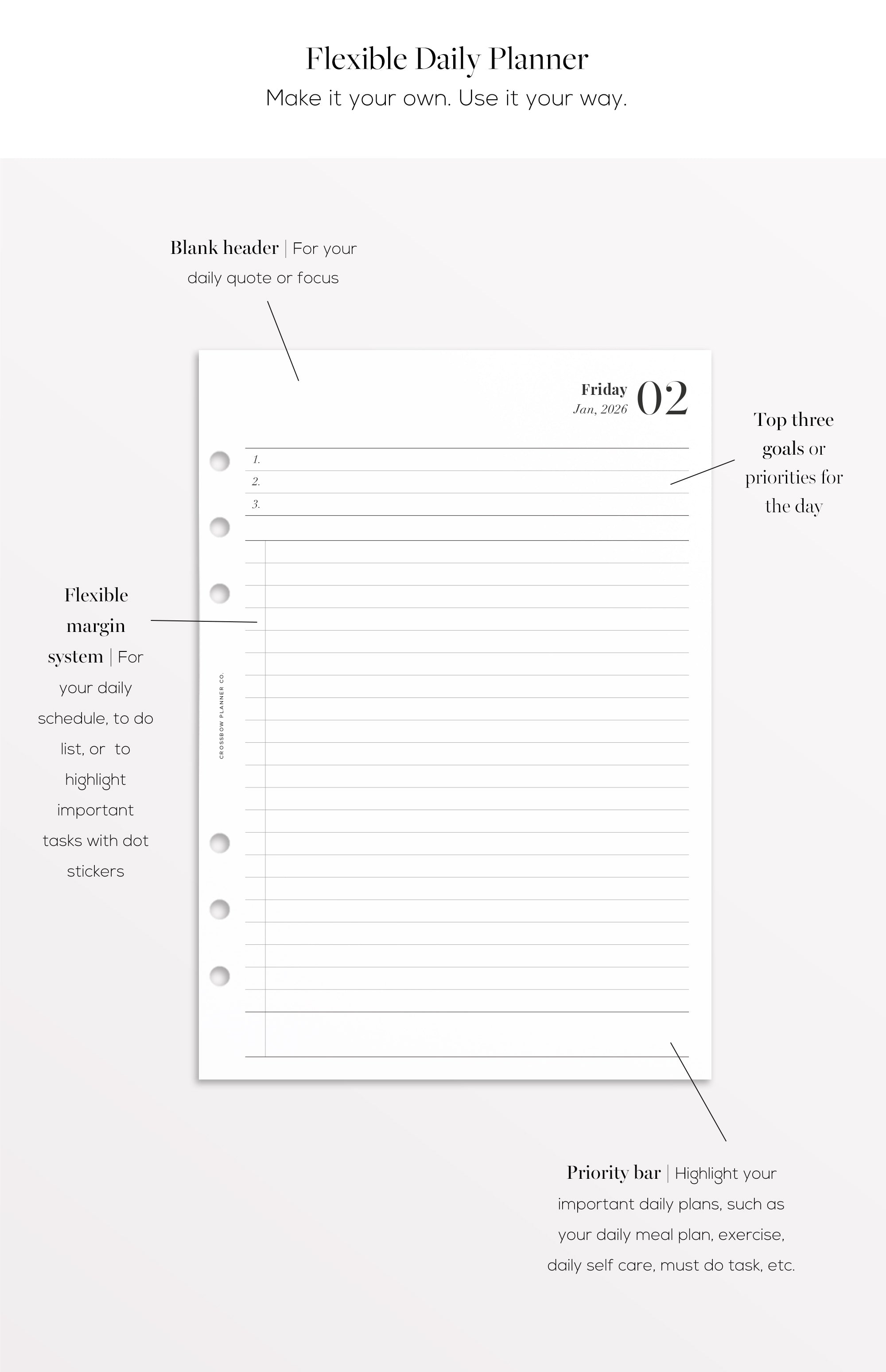 a5 day per page 2026 refill