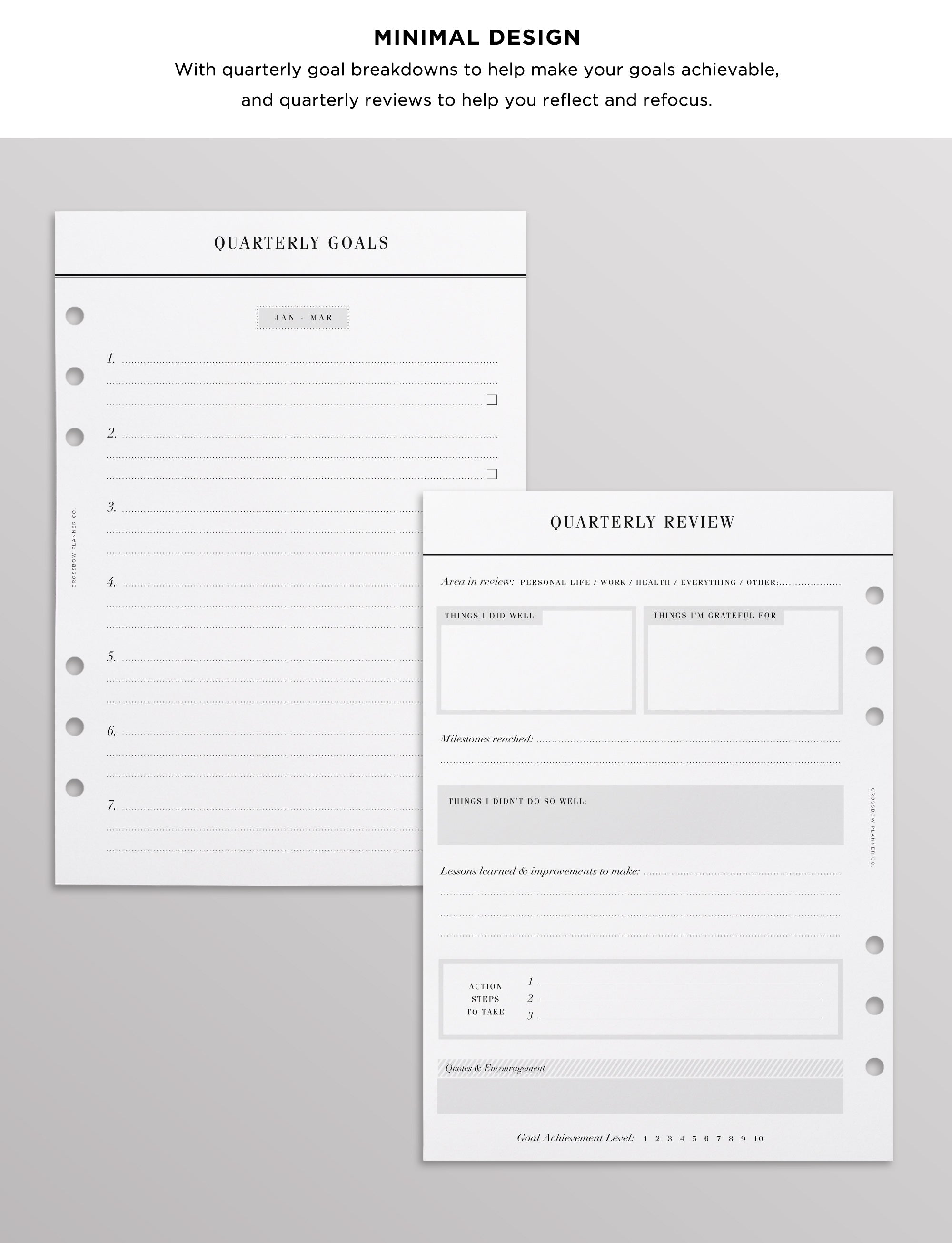 goals planner inserts