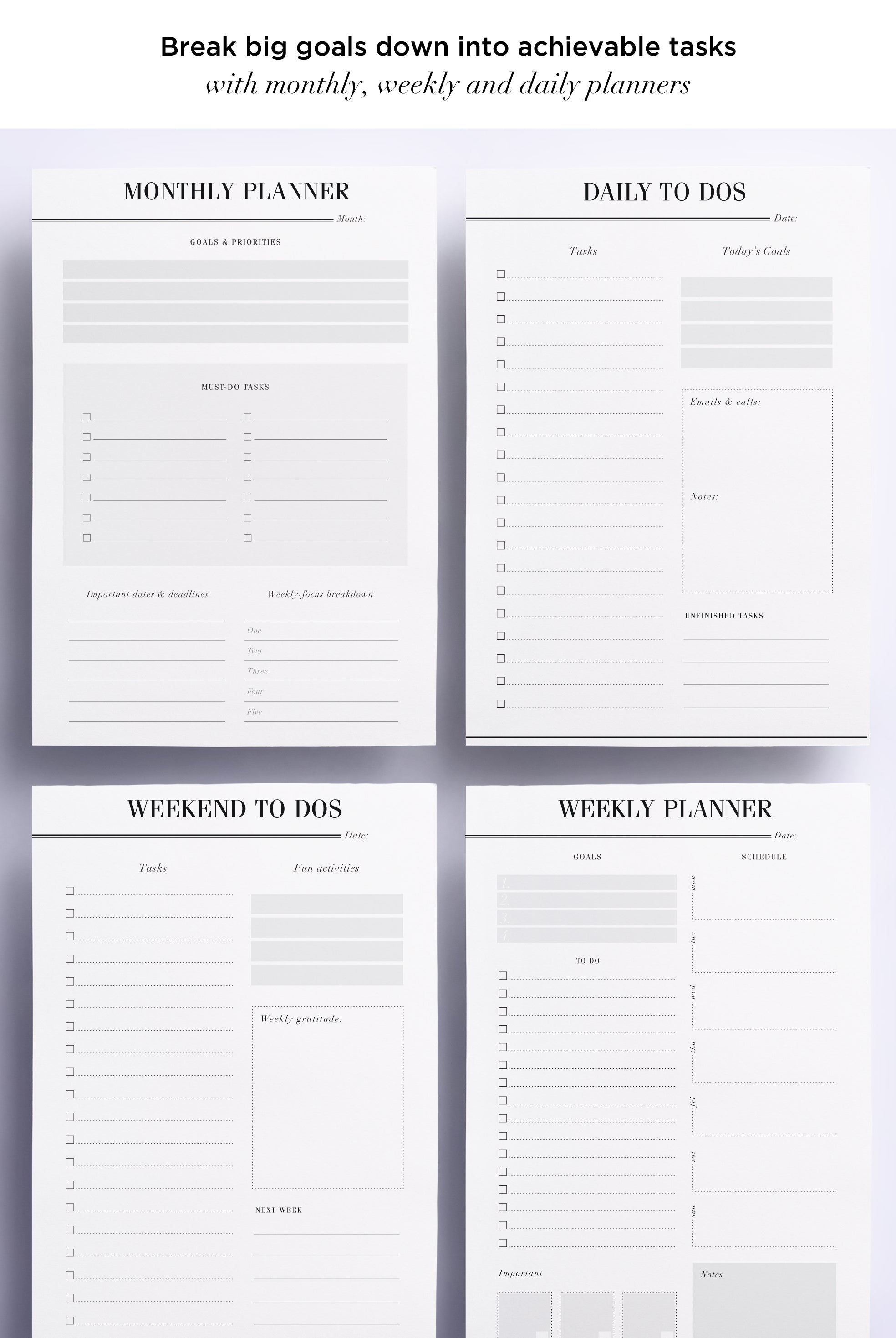 daily planner printables