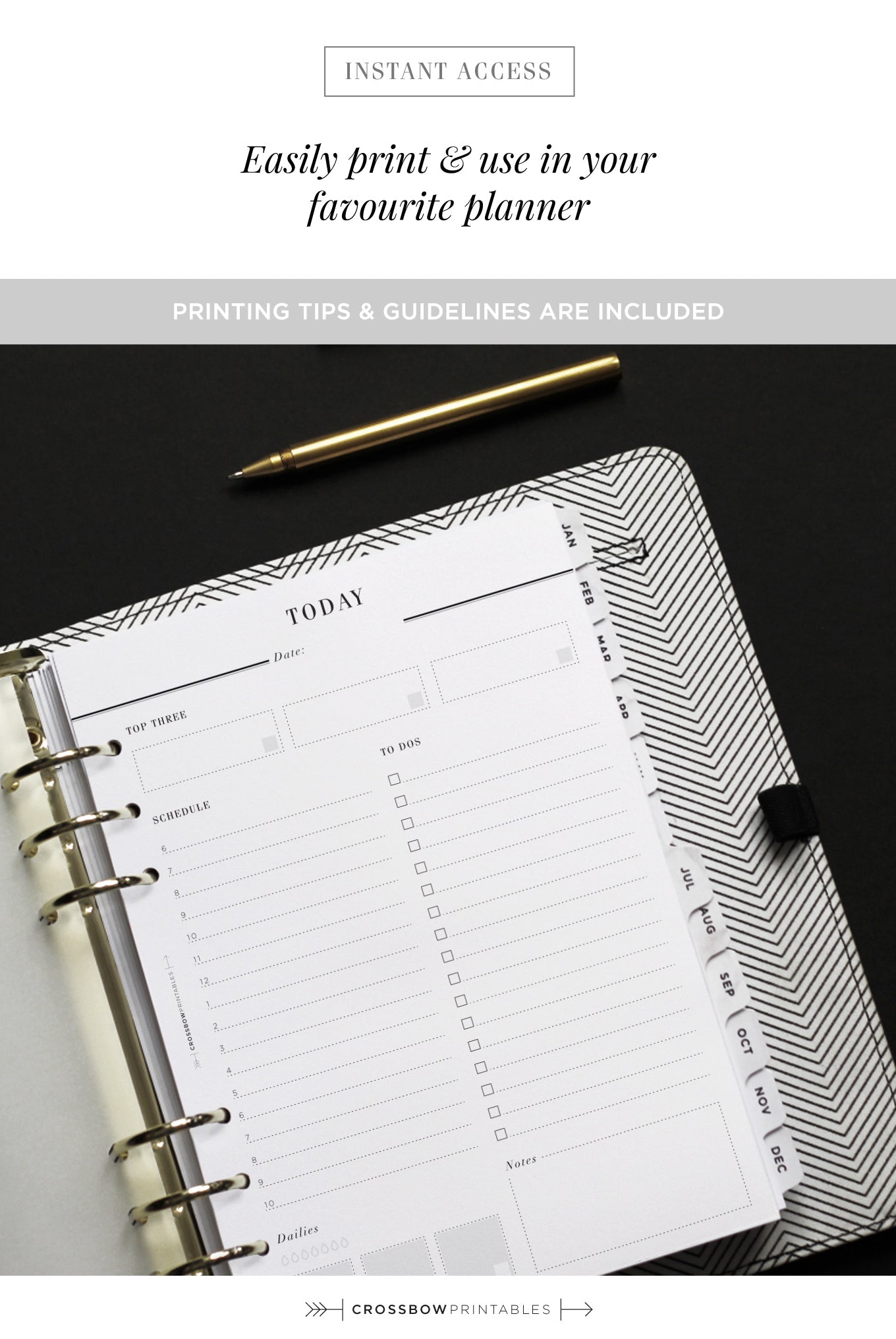 daily A5 printable planner inserts