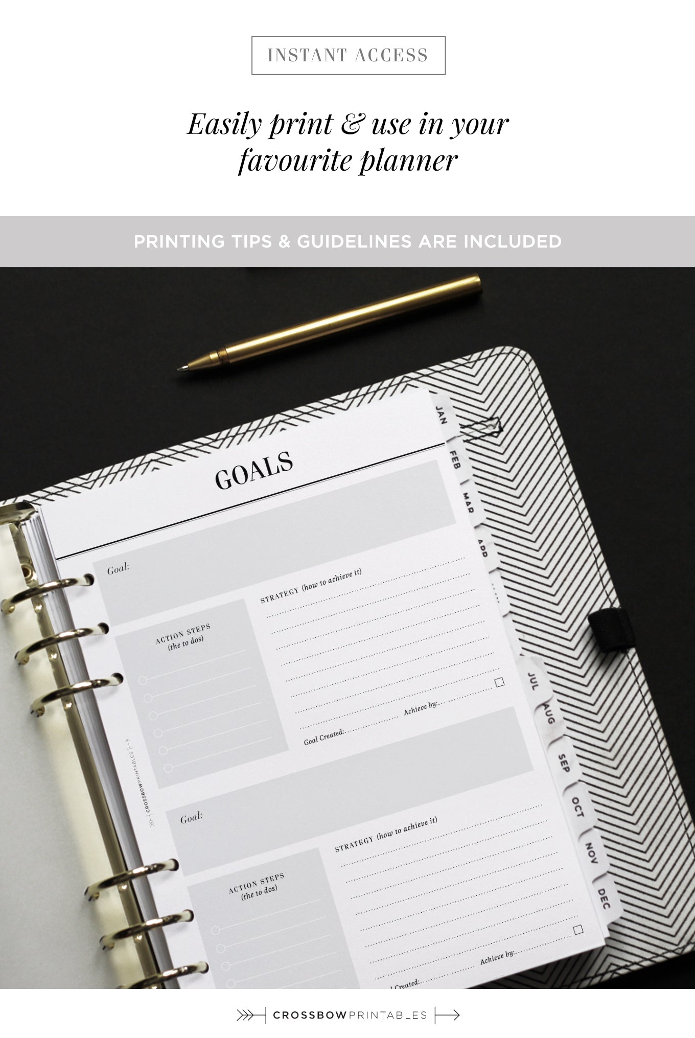 goal planner printable insert