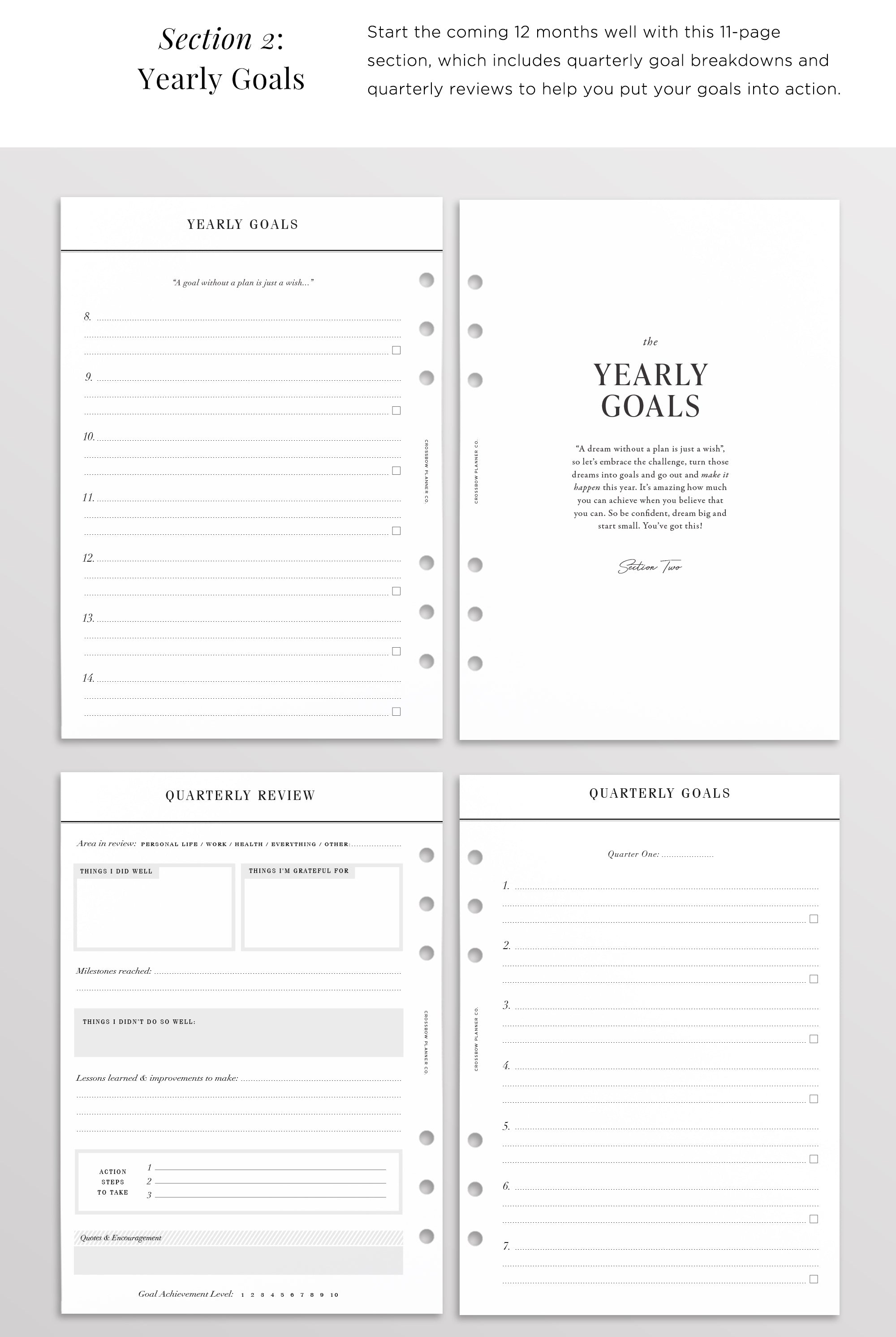 A5 yearly planner inserts undated