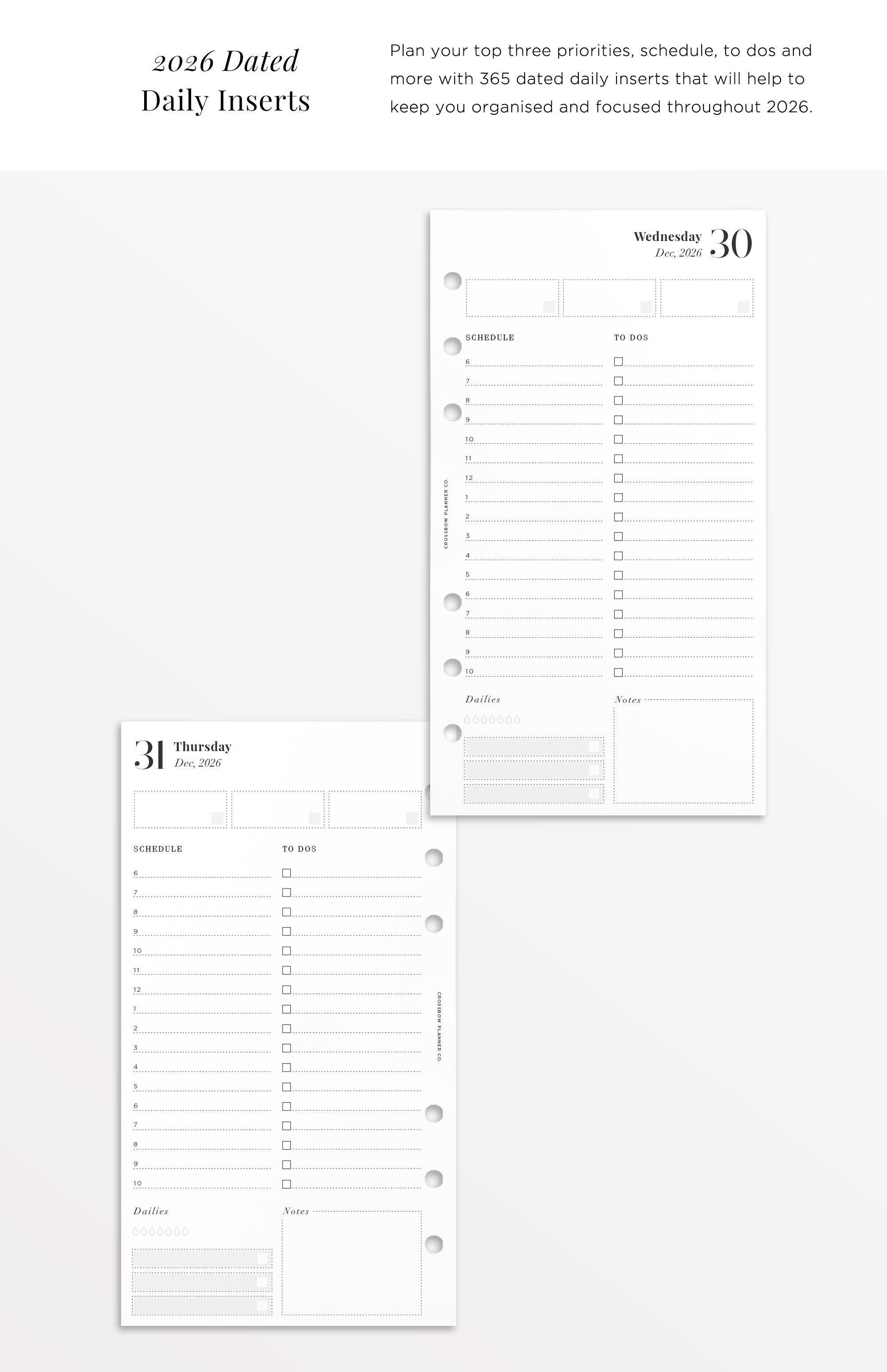 2026 day per page inserts Filofax personal