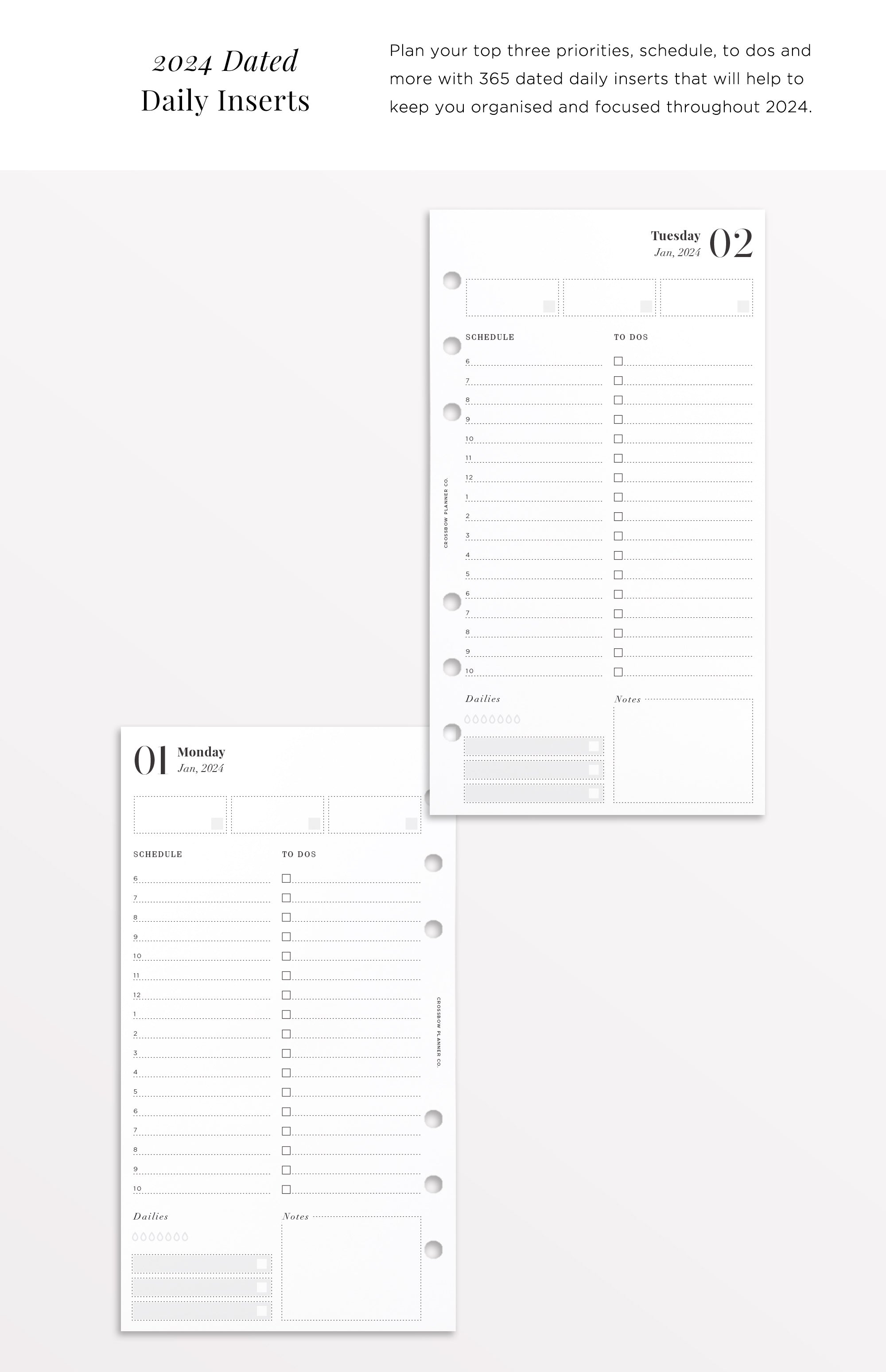 2024 Personal Daily Planner Inserts