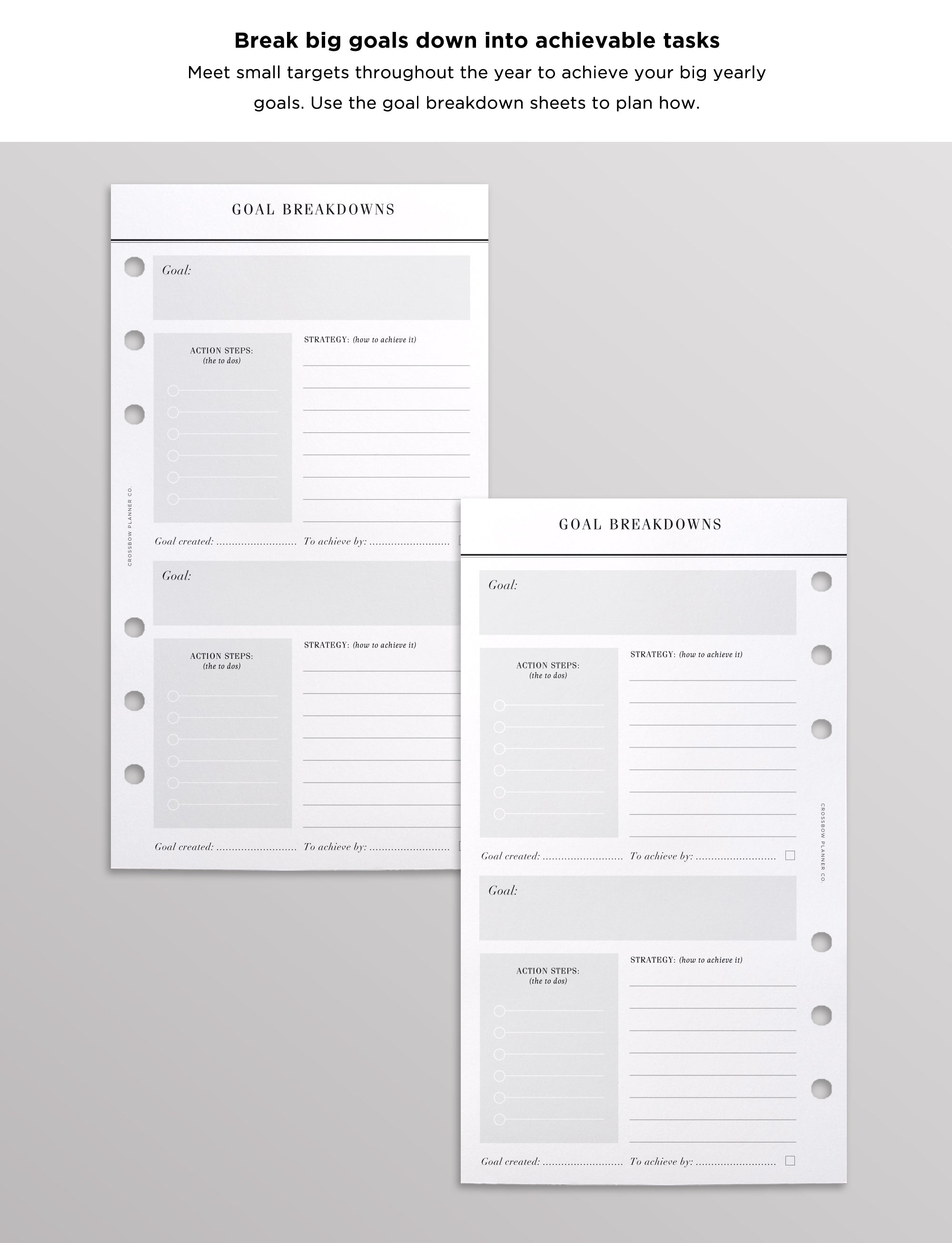 goal planner inserts personal