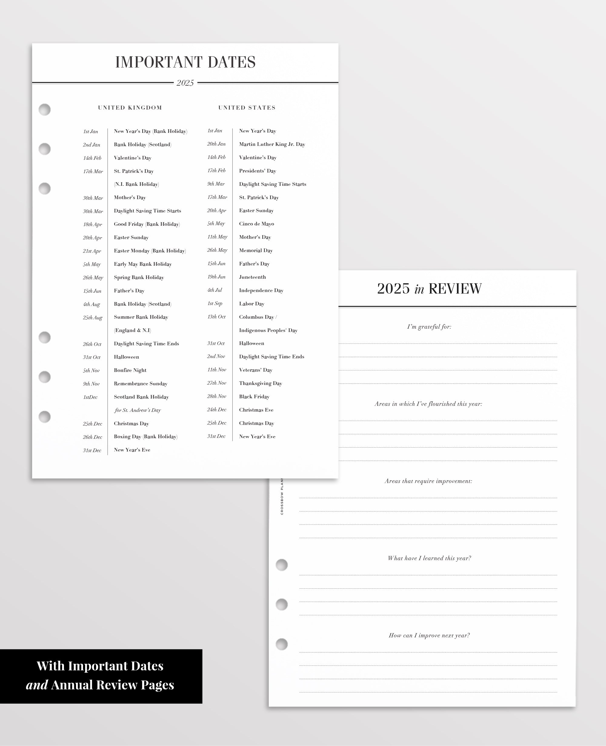 a5 planner refills 2025