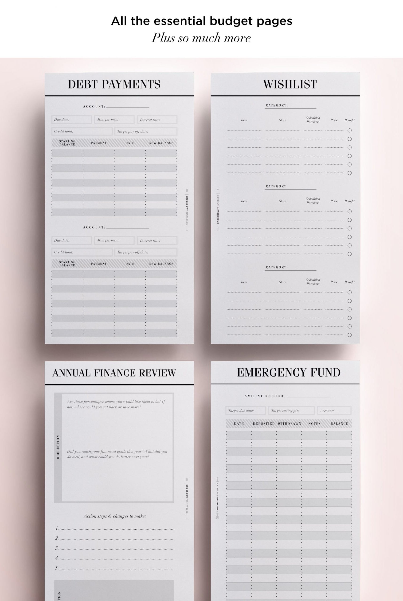 personal filofax budget inserts