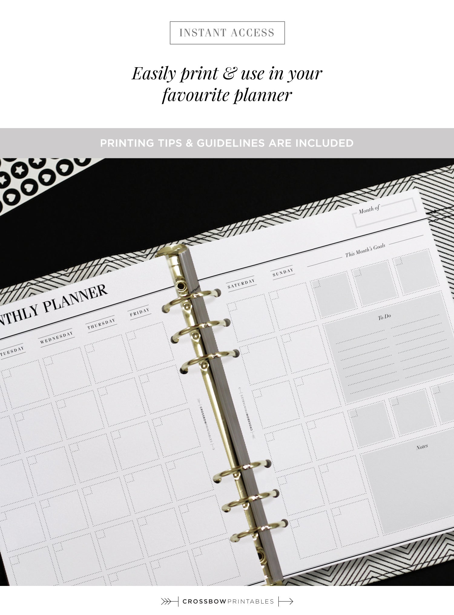 Month On Two Pages Productivity Edition: Printable A5 Calendar – Crossbow Planner Co. month-on-two-pages-productivity-edition-printable-a5-calendar-crossbow-planner-co