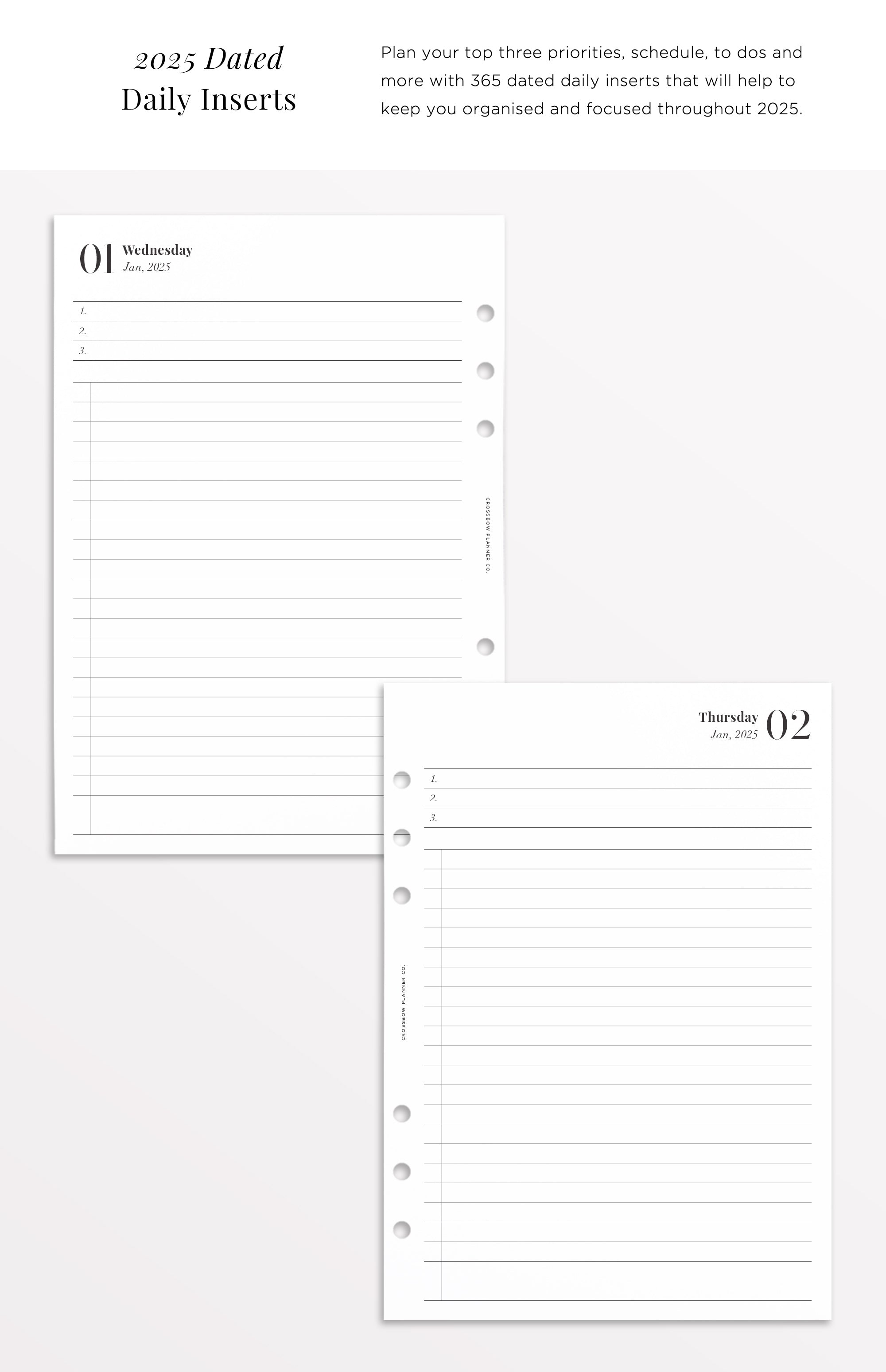 a5 daily refill for filofax