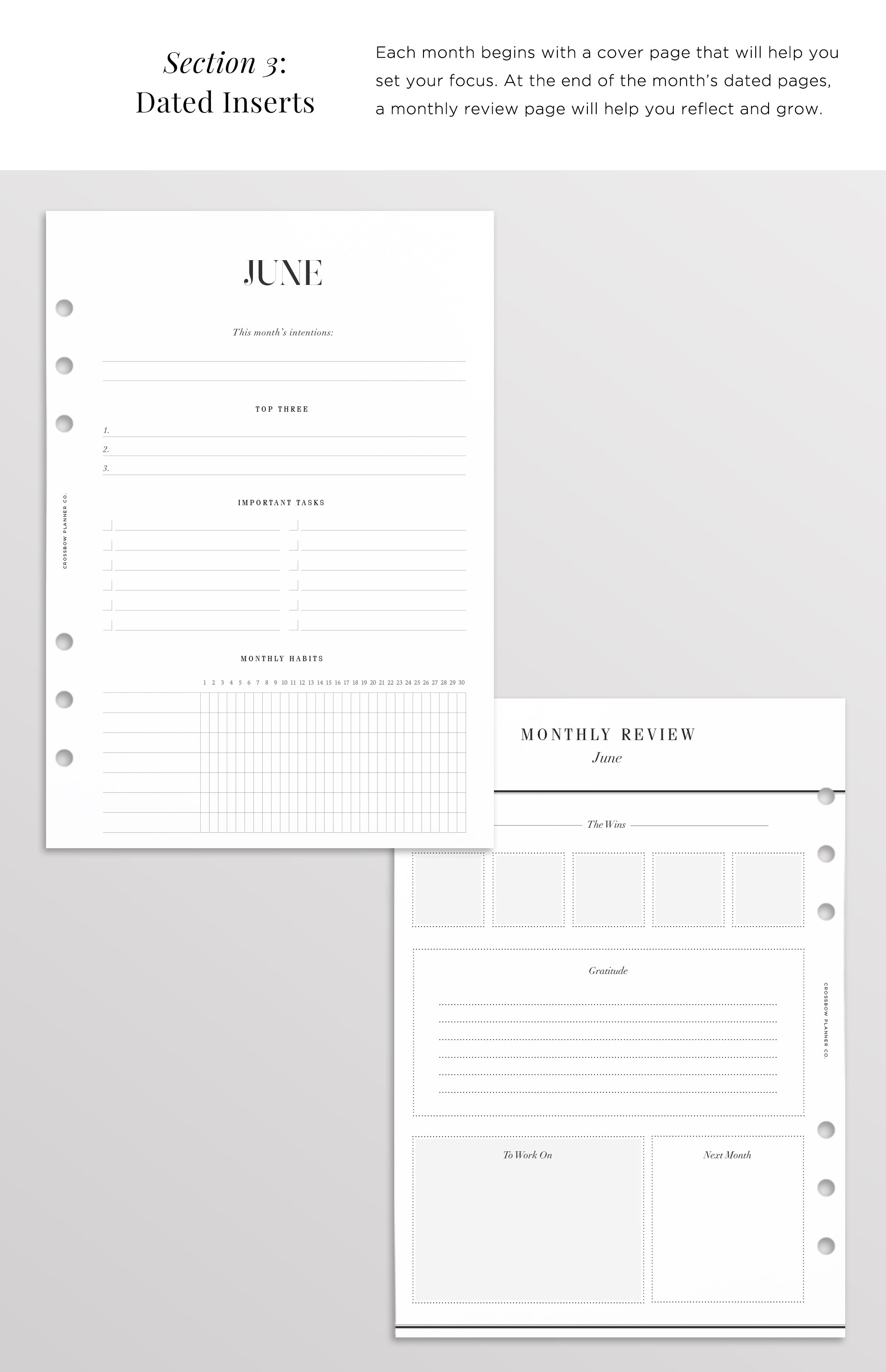 mid year a5 planner refill