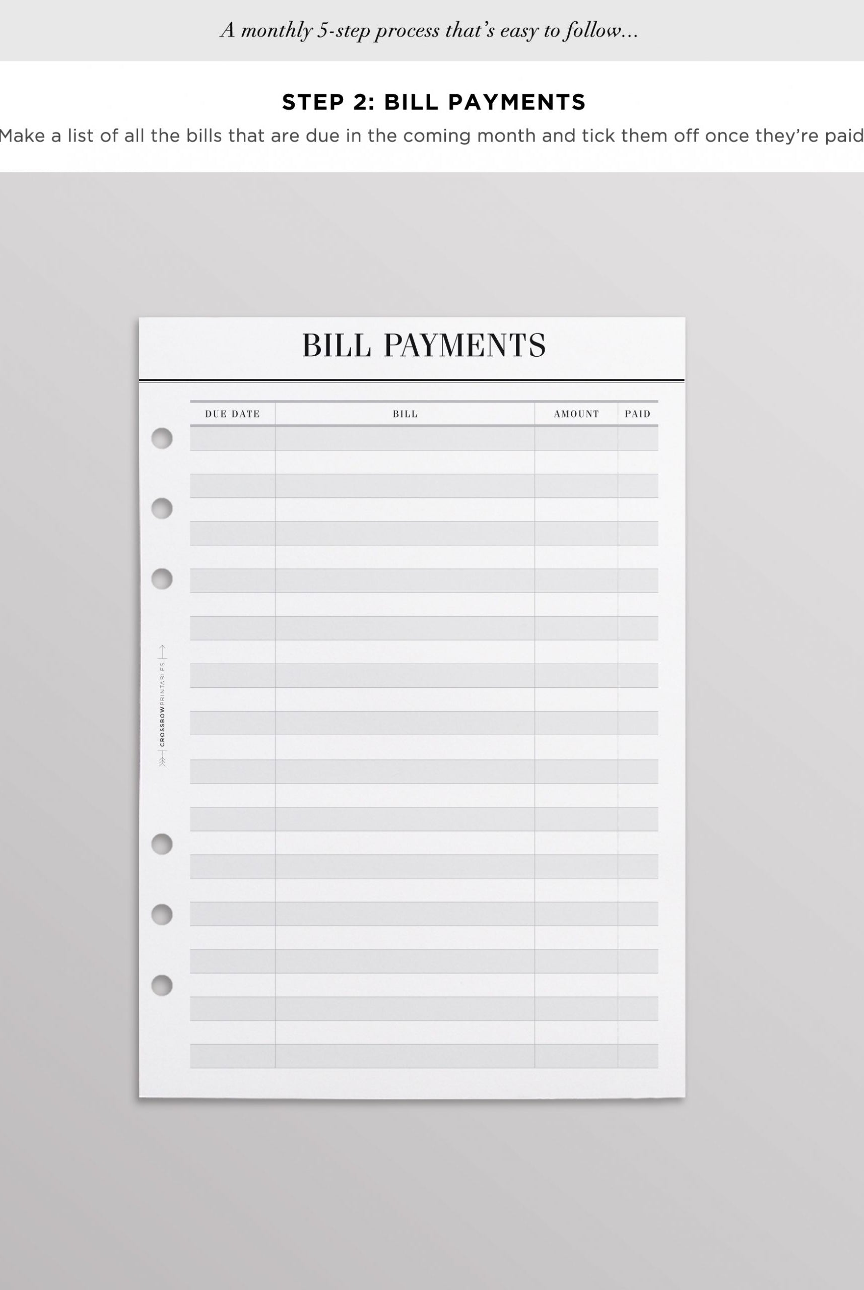 bill payments planner inserts