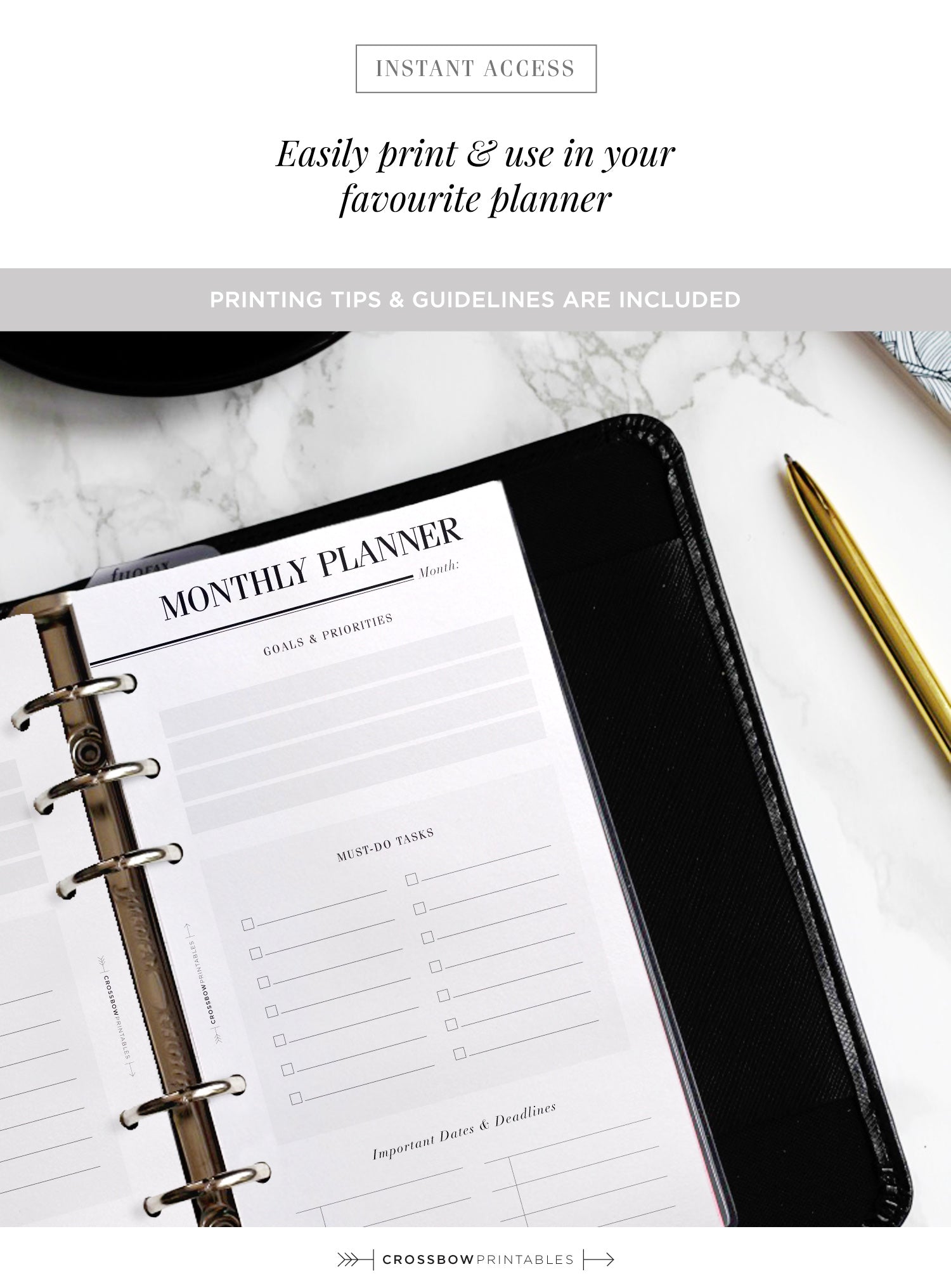 monthly planner personal printables