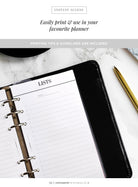 lists printable personal planner