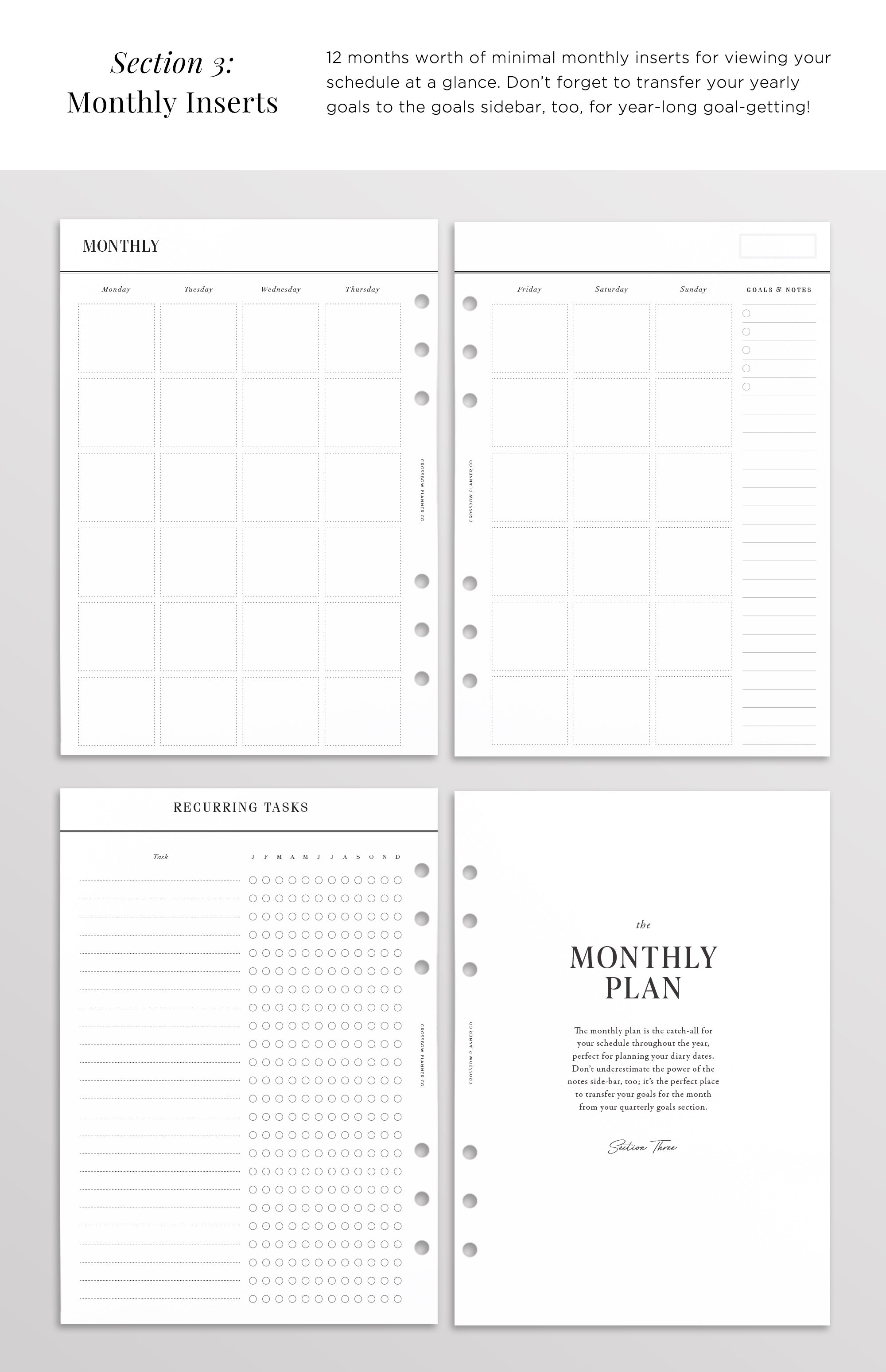 undated yearly planner set